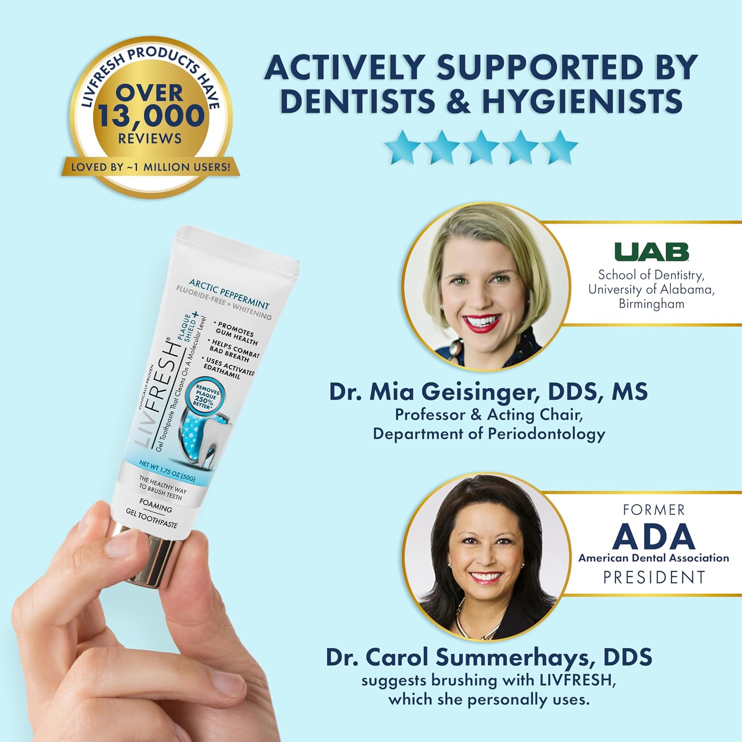 LIVFRESH Toothpaste Gel, Clinically Proven to Remove Plaque 250% Better, Improves Gum Health 190% Better, Prevents & Reduces Tartar, Freshens Breath, SLS Free Dental Gel, Wintergreen