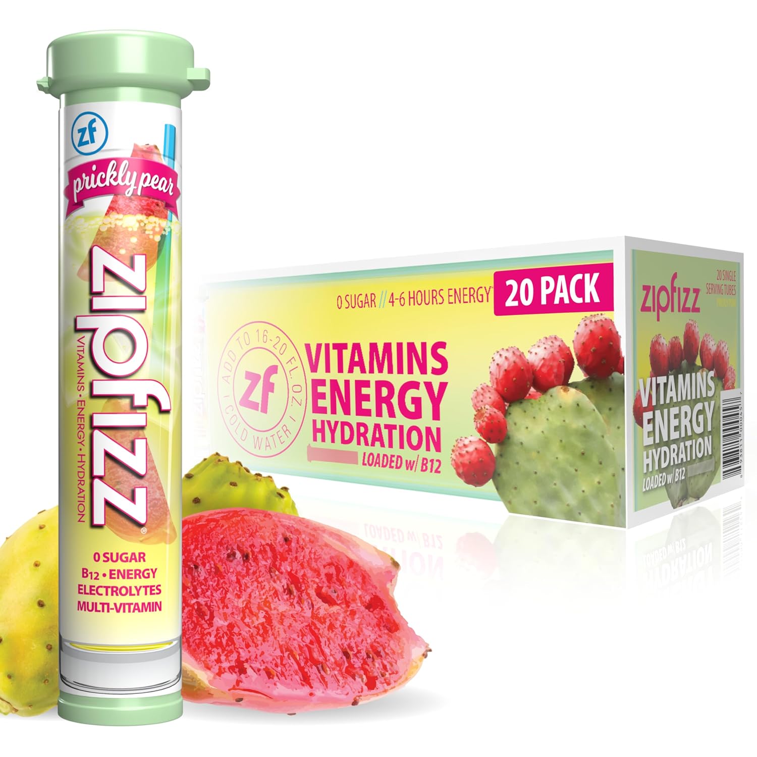 Zipfizz Energy Drink Powder, 20 Pack B12 Electrolyte - Pink Lemonade | Hydration tubes with vitamin drink benefits, 100mg caffeine, B12, electrolytes, & no artificial sugar for active lifestyle