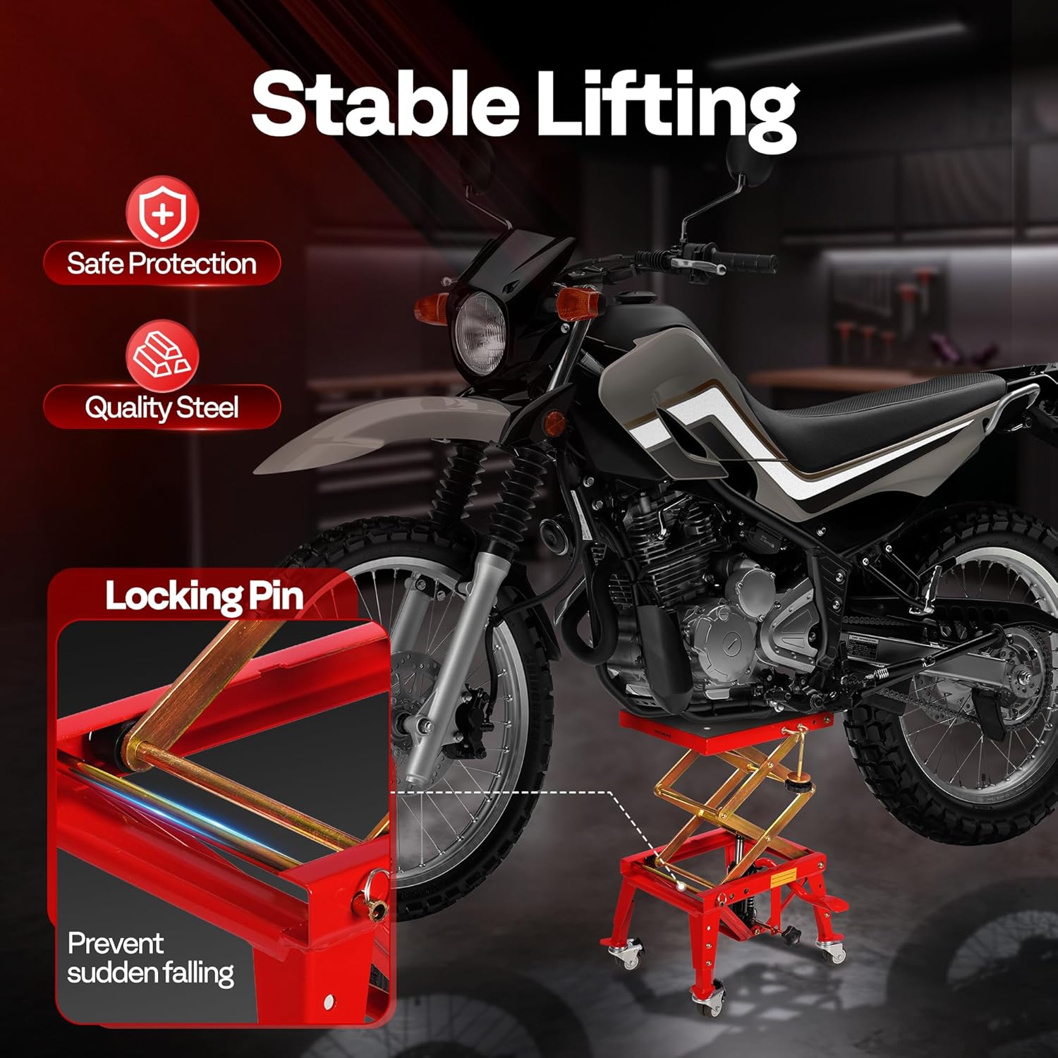 VIVOHOME 350 Lbs Heavy Duty Hydraulic Motorcycle Lift Jack