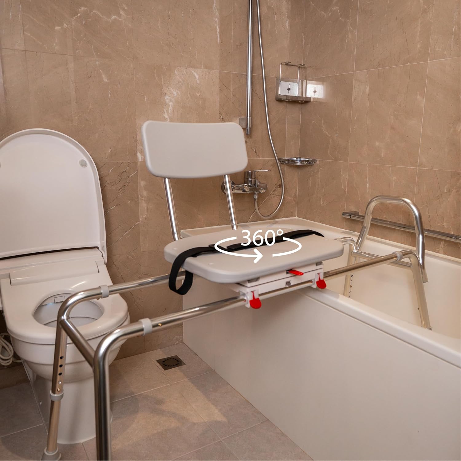 Tub Transfer Bench with Swivel Seat, for Elderly & Disabled, Standard | Eagle Health Supplies Sliding Shower Chair for Inside Shower, FSA/HSA eligible, Height Adjustable, 77662