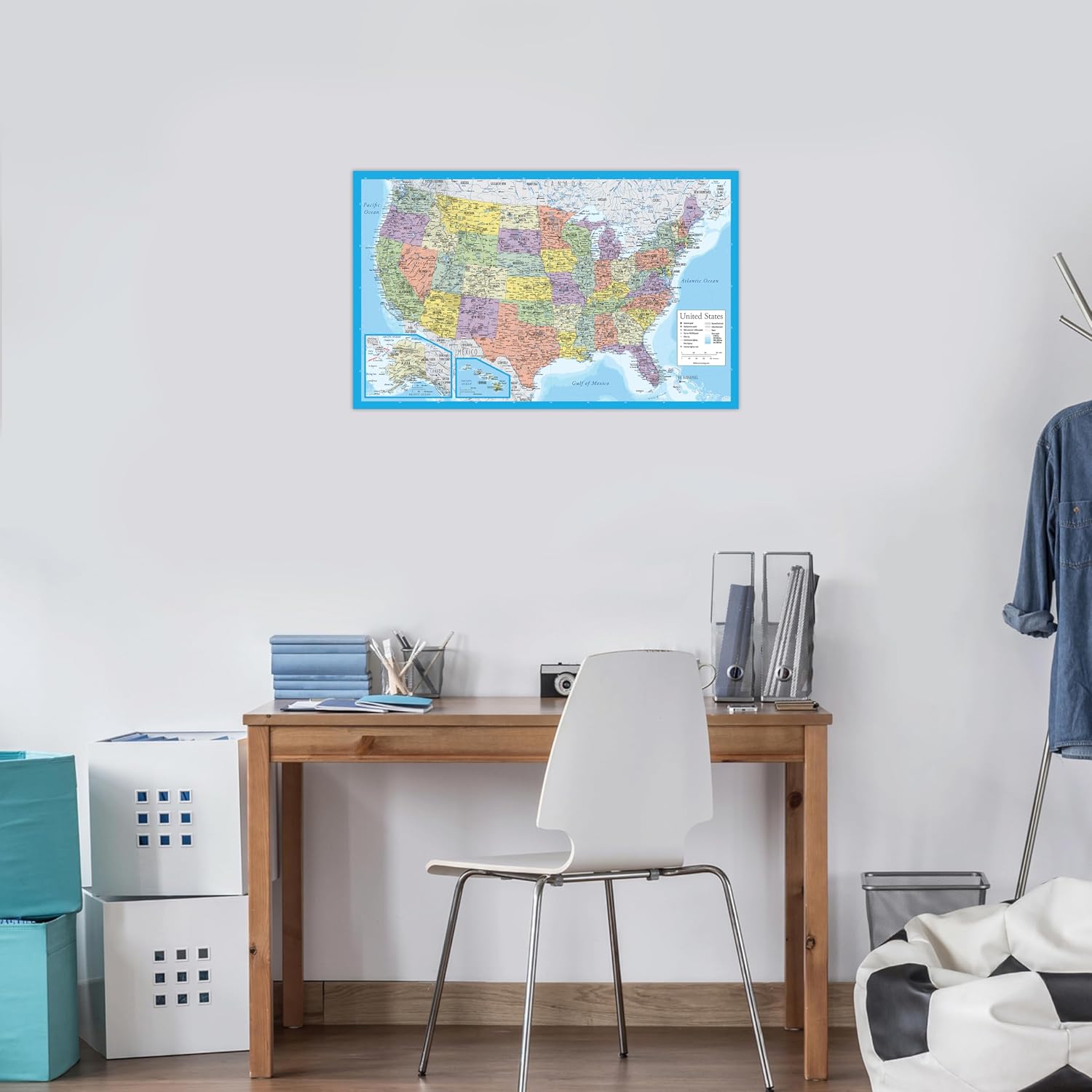 Laminated World Map & US Map Poster Set - 18" x 29" - Wall Chart Maps of the World & United States - Made in the USA - (LAMINATED, 18" x 29")