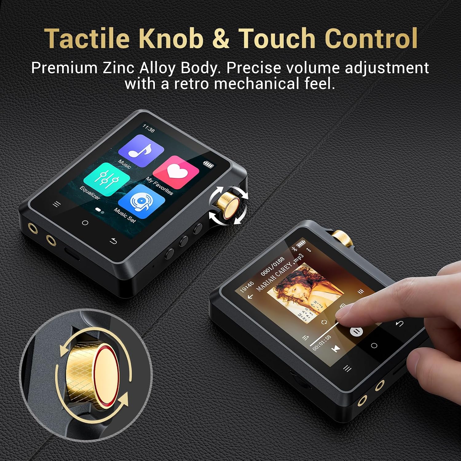 128GB MP3 Player with Bluetooth 5.4, AGXOV Music Player with Built-in HD Speaker, FM Radio, Voice Recorder, HiFi Sound, E-Book, Earphones Included