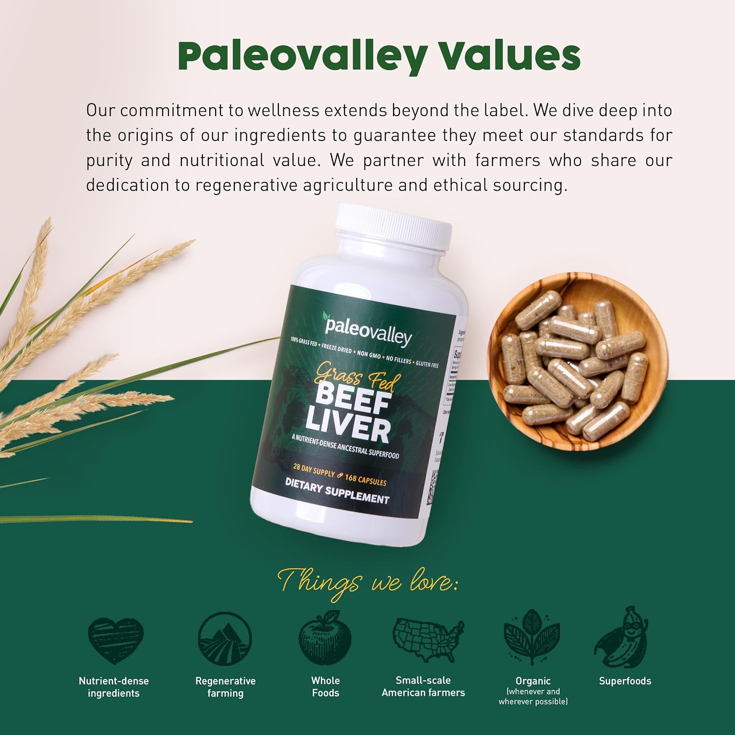 Paleovalley 100% Grass Fed Organ Complex, Beef Liver, Heart and Kidney | Whole Food Multivitamin, Vitamin B12 Supplement, Nutrient Dense Superfood, Freeze Dried, Pasture Raised, Ancestral Nutrition