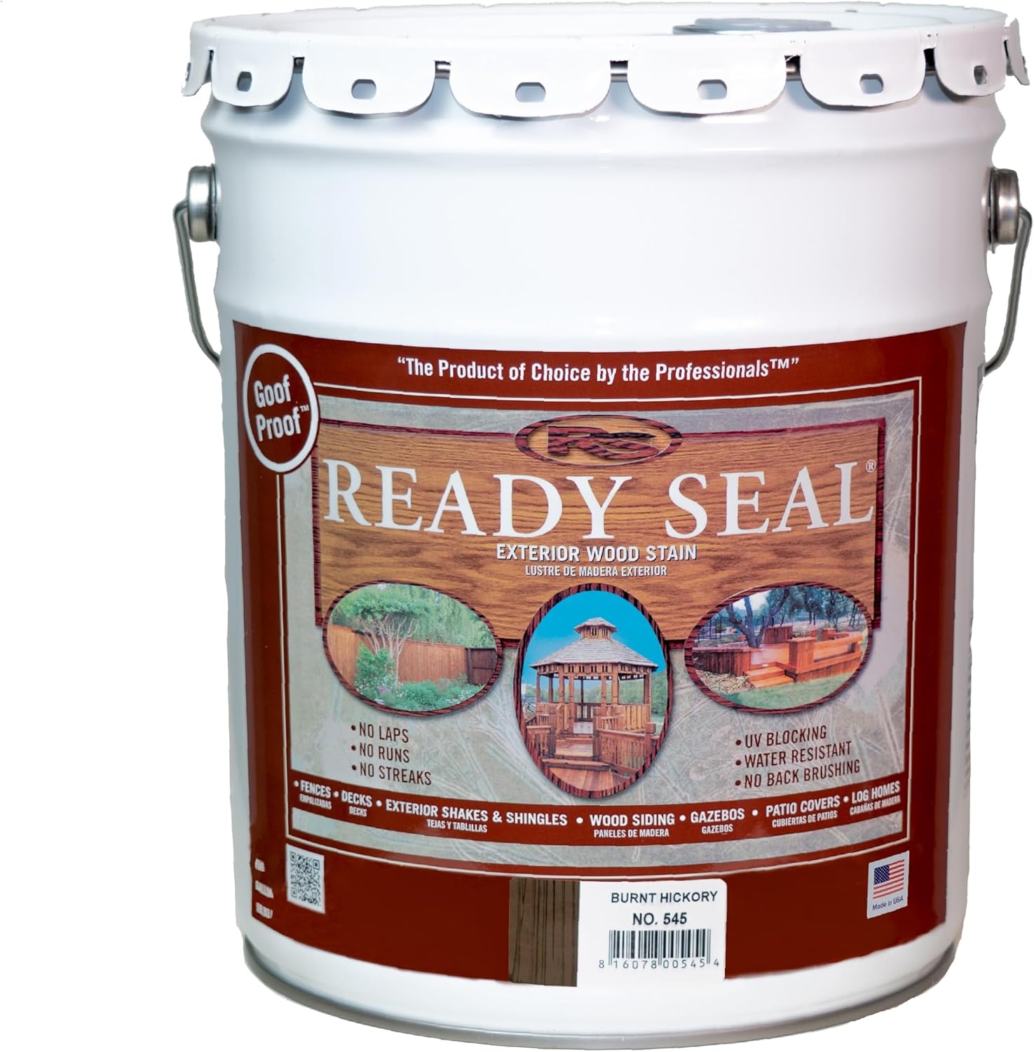 Ready Seal 7966104 5 gal Pail Exterior Wood Stain & Sealer, Light Oak