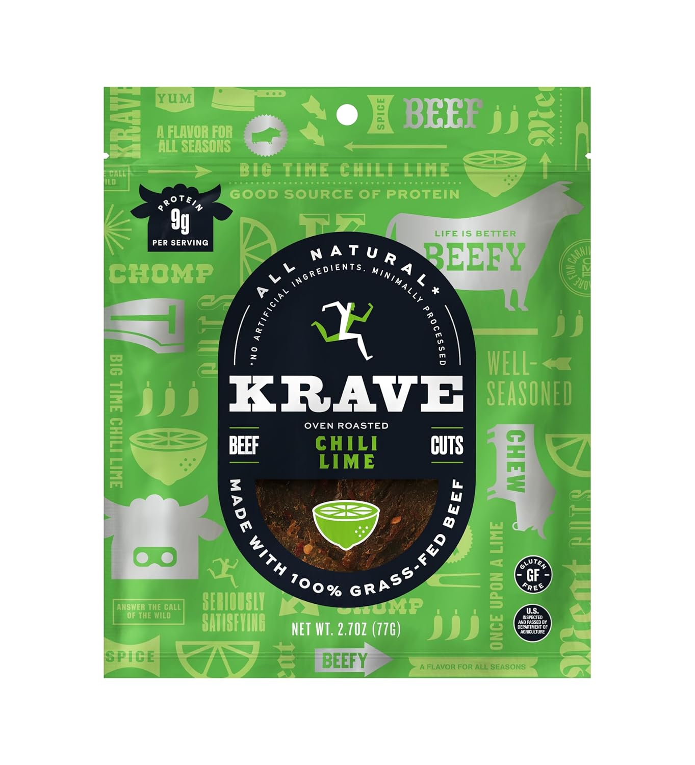 KRAVE All Natural Pork Jerky, Black Cherry BBQ - Protein Packed Snacks Roasted for Maximum Flavor - Premium Tender Meat Cuts - Gluten Free - 2.7 Ounce