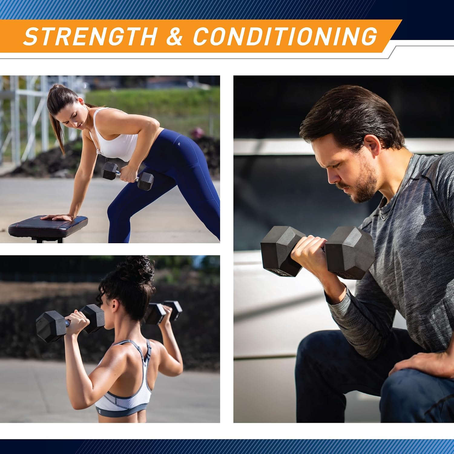 Marcy Classic Rubber Hex Dumbbell with Knurled Grip for Strength Training and Bodybuilding, 5lb - 50lb Single Dumbbell for Exercise & Fitness, Sold Individually