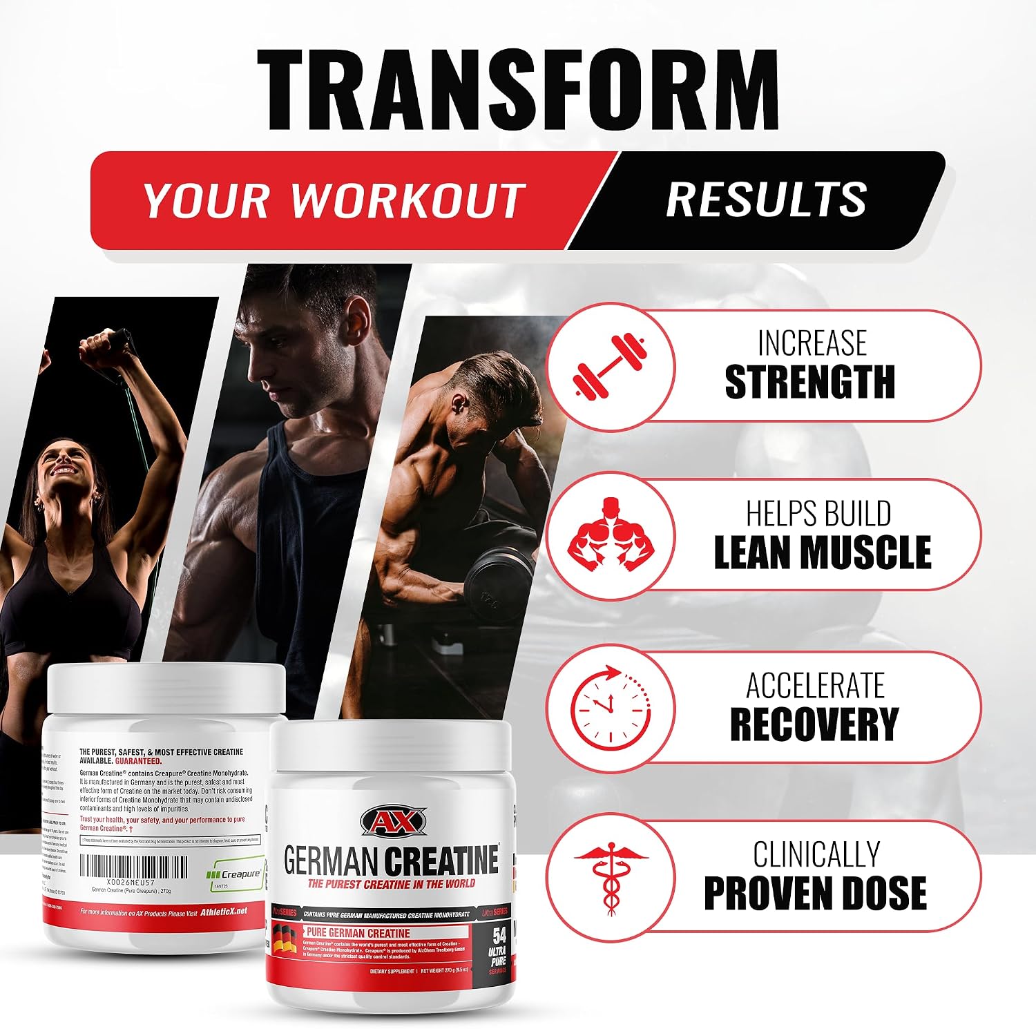 German Creatine Micronized Creatine Monohydrate Powder for Strength, 270g | 99.99% Pure Creapure for Muscle Growth & Performance
