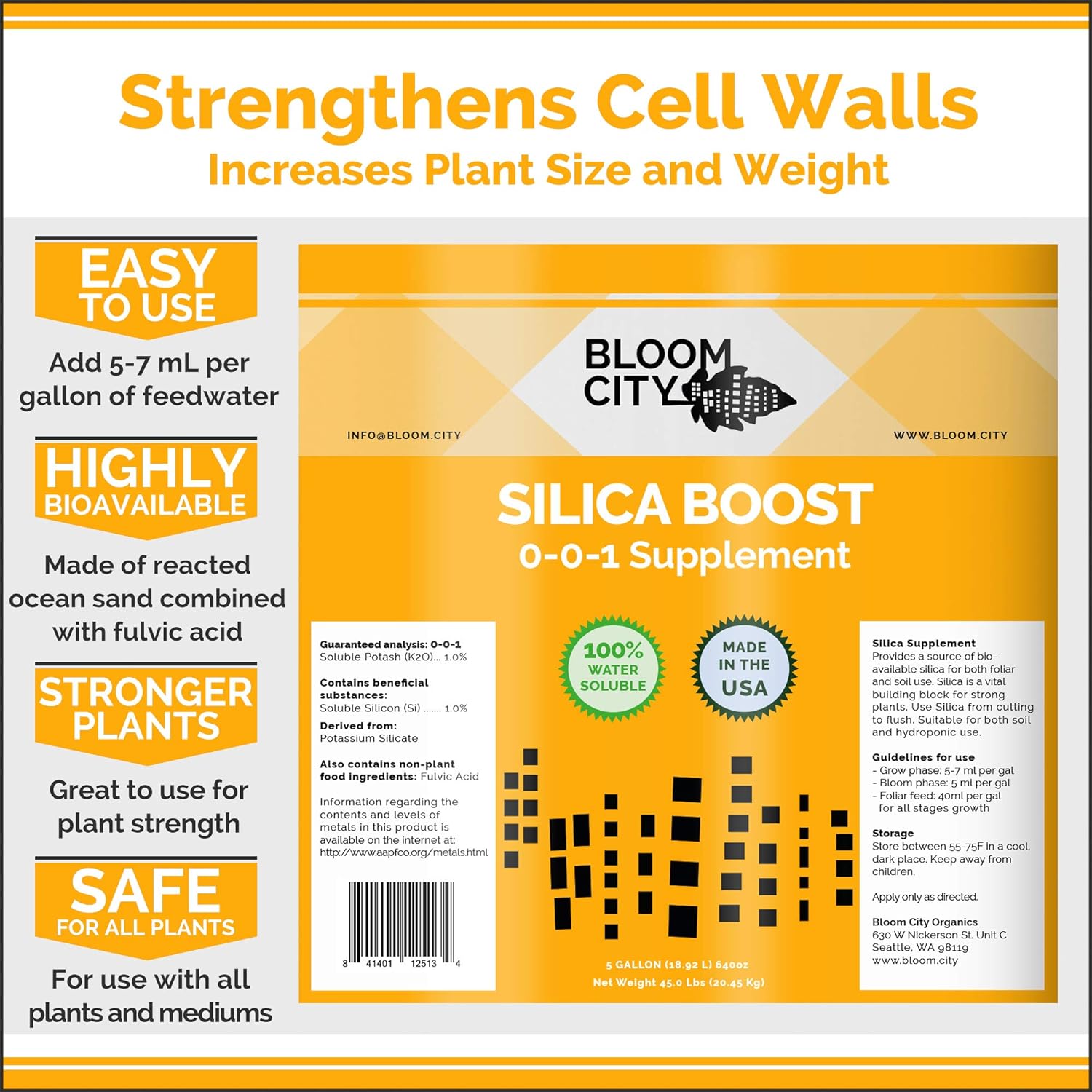 Bloom City Liquid Silica Boost Fertilizer & Supplement, 8 oz