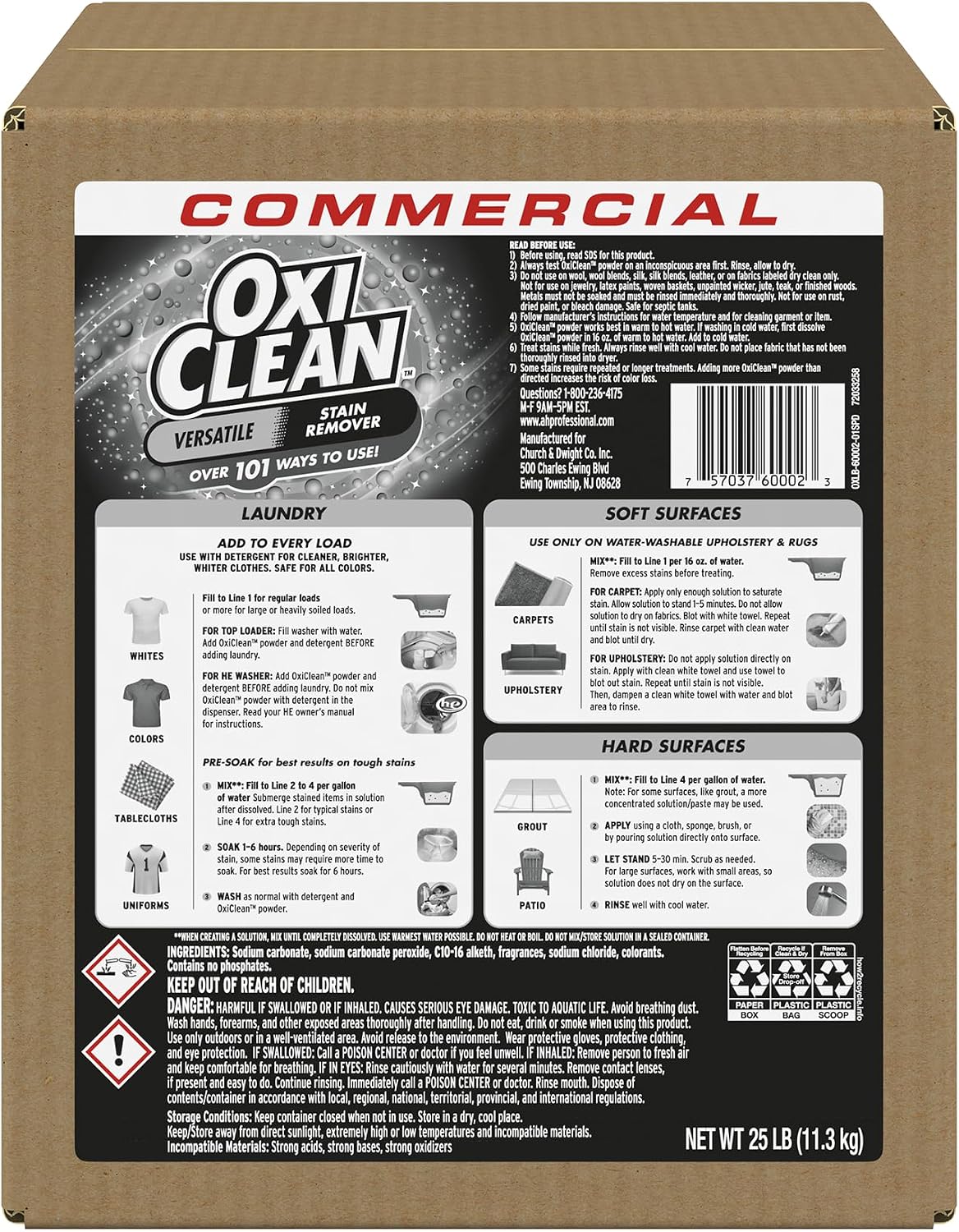 OxiClean Versatile Stain Remover Professional, 7.22 LB Box (Pack of 4) 156 Loads
