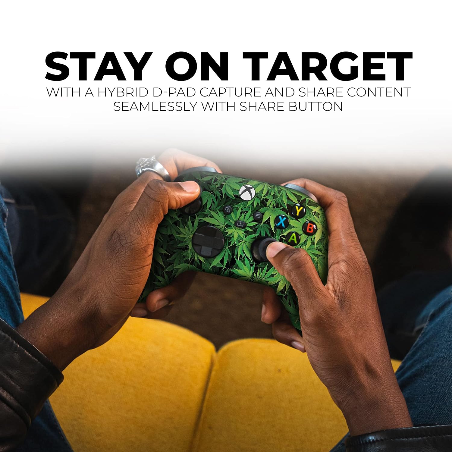 DreamController Green Weed Grass Custom X-box Controller Wireless compatible with X-box One/Series X/S Proudly Customized in USA with Permanent