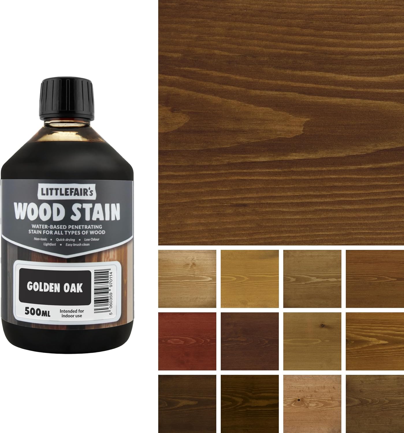 Littlefair's Wood Stain Water Based - 8.5oz/250ml - Indoor Furniture Stain Light & Dark Finishes - Special Non Toxic & Eco Friendly Formula - Wood Stain for Crafts - Color: Antique Stripped Pine