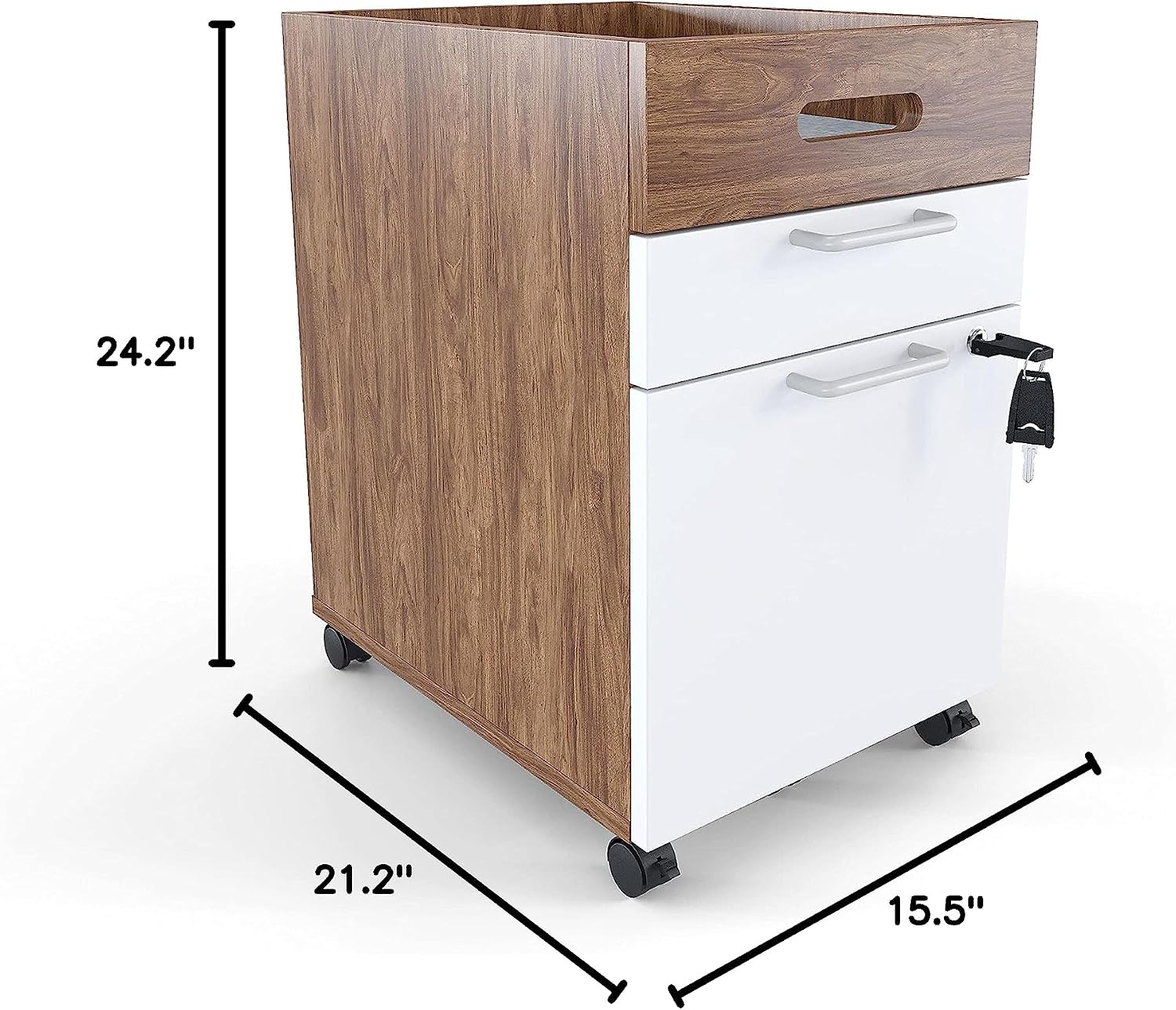 Union & Scale Staples Essentials 3-Drawer Vertical File Cabinet, Letter & Legal Size Documents, Lockable & Mobile, 21.3" D x 15.6" W x 24.3" H, Natural