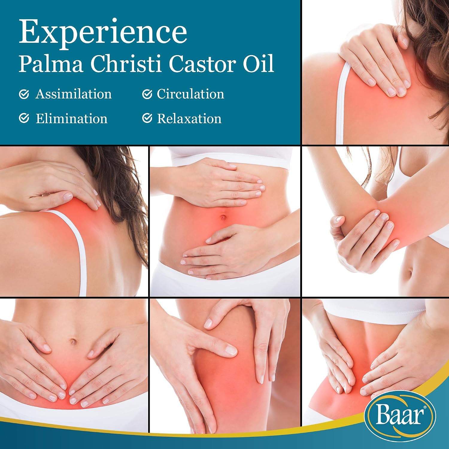 Baar Cold-Pressed Castor Oil, Cold-Processed, Hexane-Free, Palma Christi, for Skin, Hair, Massage & Castor Oil Packs, BPA-Free Bottle, 32 oz | Hexane free, Palma Christi oil, BPA-free bottle, skin, hair and massage applications