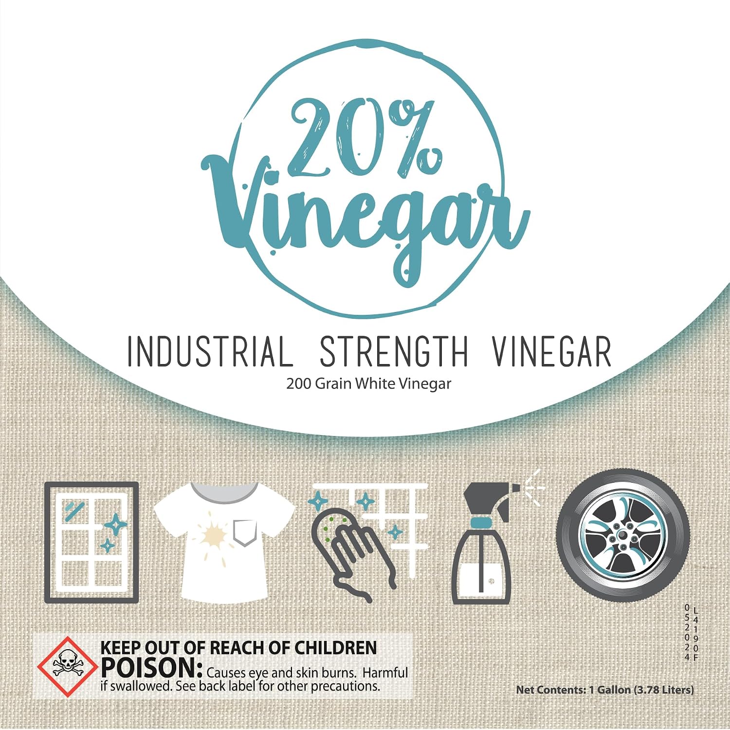 20% Professional Grade Concentrated Vinegar | Dilutes to 4 Gallons of Multipurpose Cleaning Vinegar | 4x Power Vinegar | Hundred's of Industrial &