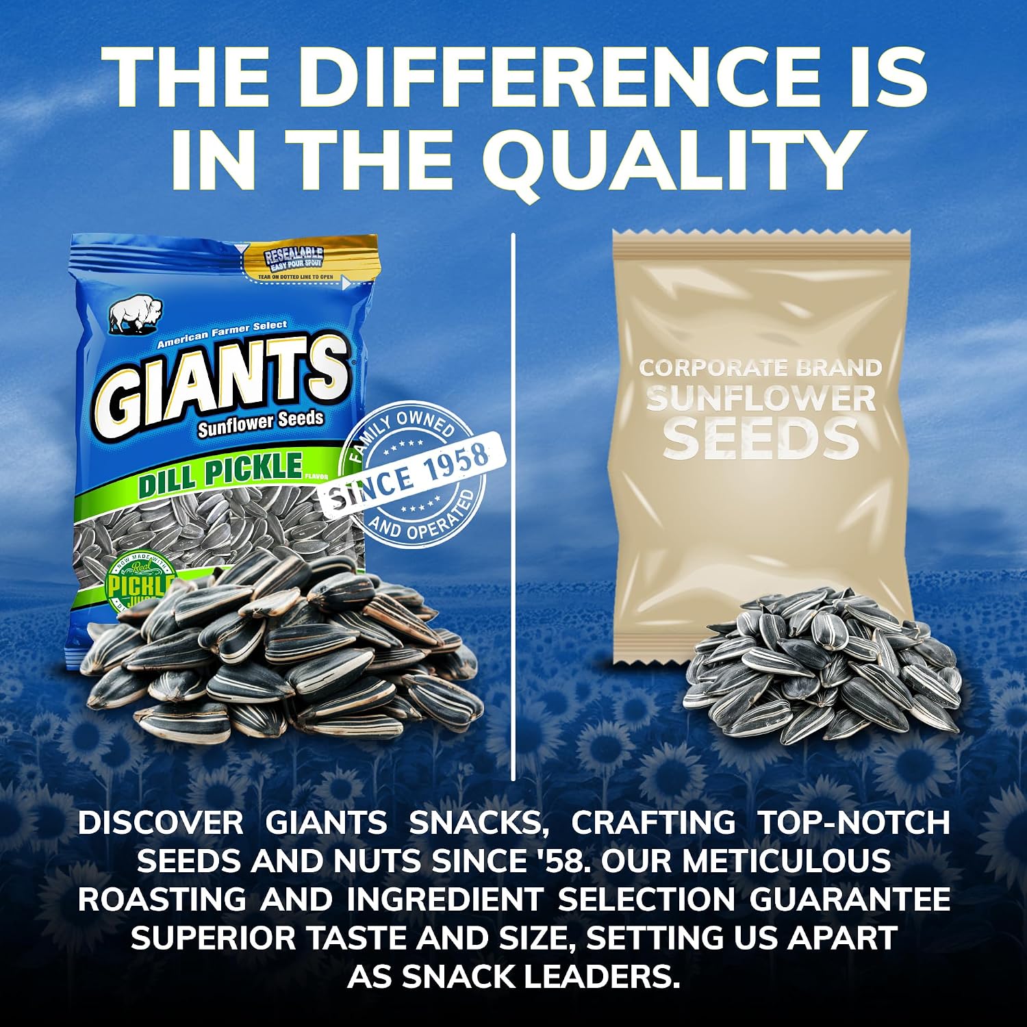 GIANTS Original Sunflower Seeds - Sunflower Seeds to Eat, Sunflower Seeds Bulk, Lightly Salted Sunflower Seeds for Eating, High Protein Snack - 5.75 oz Resealable Bags (Case of 12)