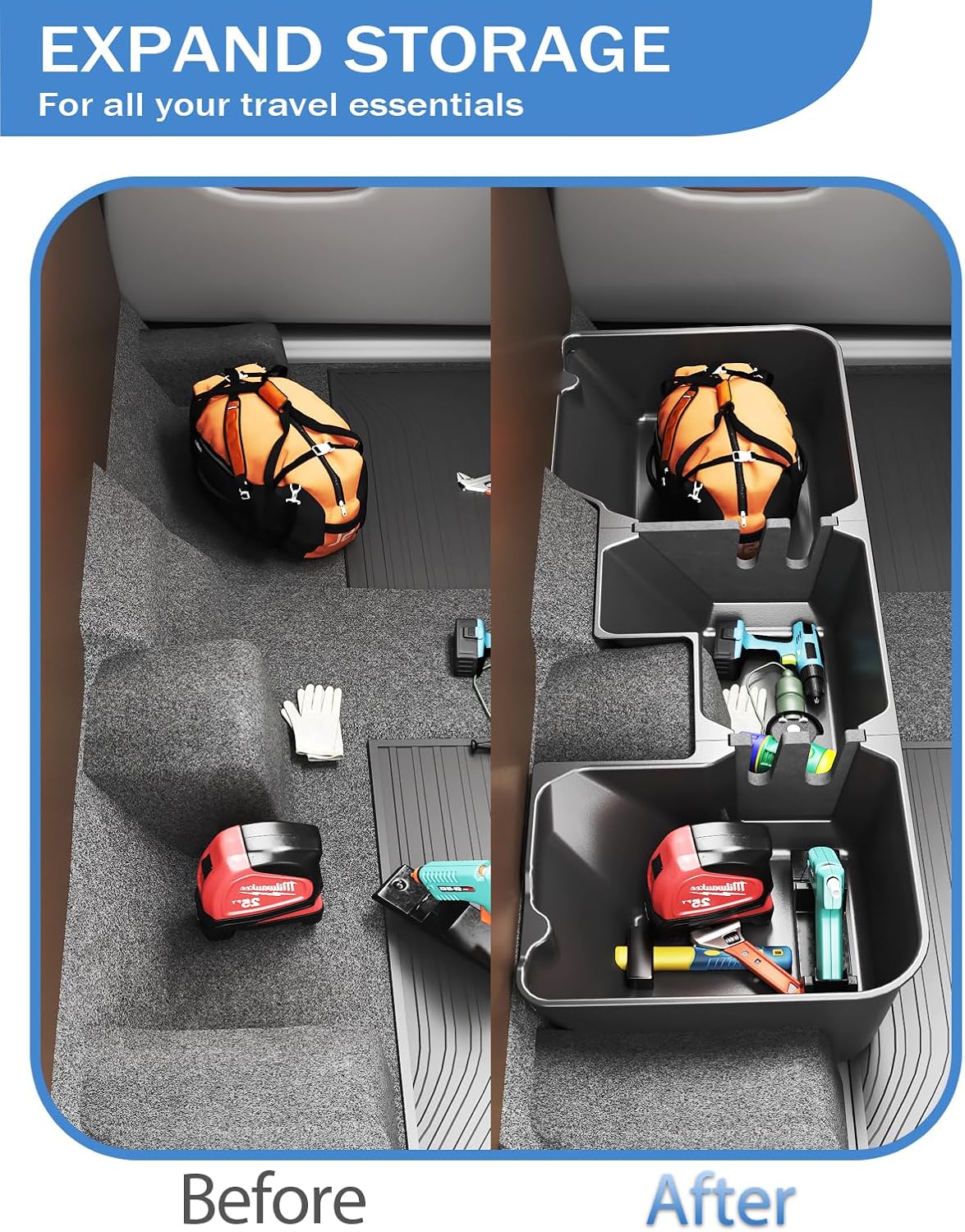 FengYu Under Seat Storage Box for 2015-2026 Ford F-150 F150 SuperCrew Cab | 2017-2026 F-250/F-350/F-450/F-550 Super Duty,F-150 Rear Underseat Storage Truck Organizer Tool Box