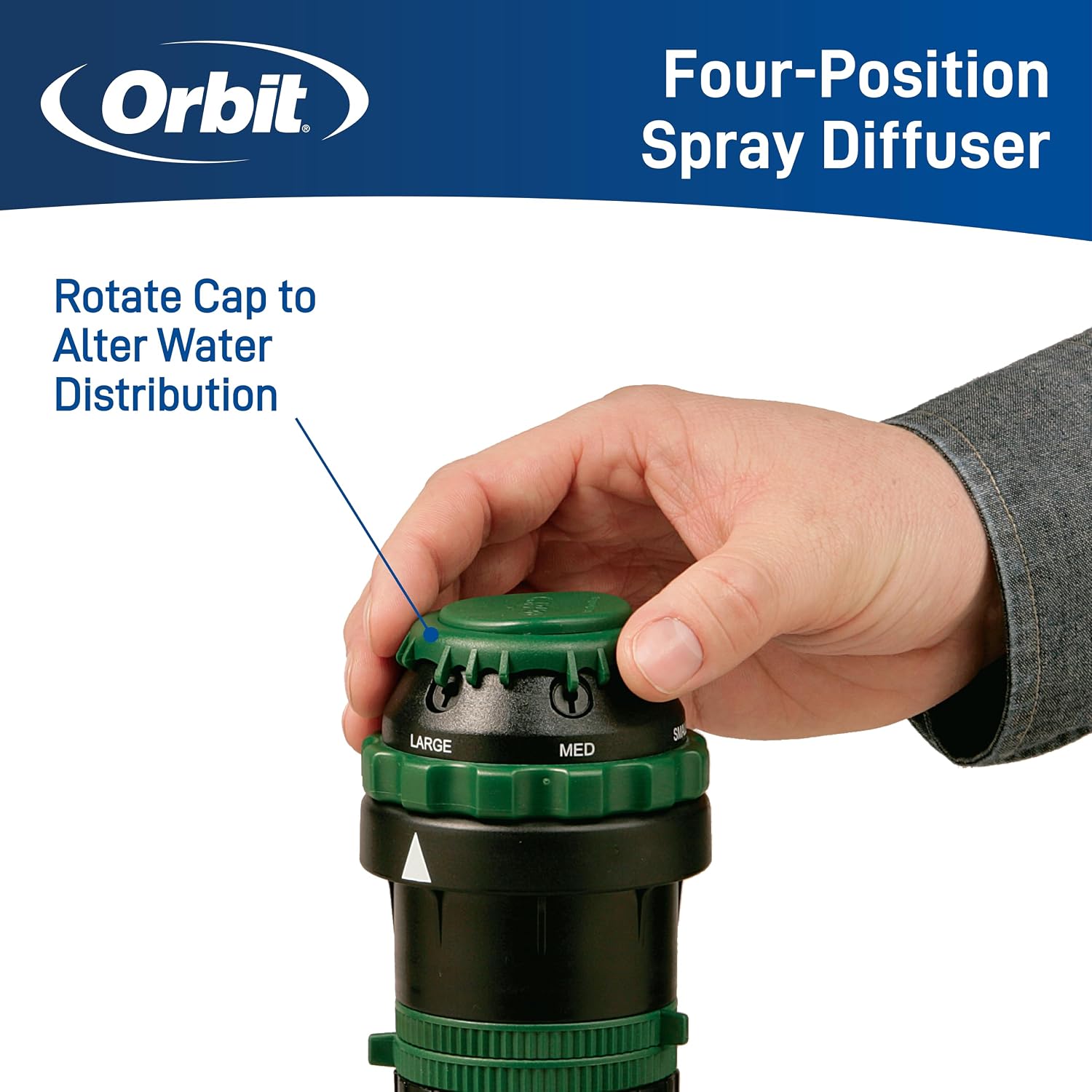 Orbit H2O-Six Gear-Drive Sprinkler on Metal T-Spike - Customizable Lawn Watering Coverage - Multi-Pattern Rotating Head with Adjustable Spray Range - Durable Outdoor Yard Irrigation Sprinkler - 58573