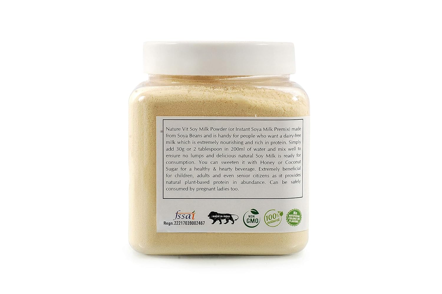 NatureVit Soya Milk Powder, 300g [Vegan, Non-GMO & 49% Protein & Sugar Free]
