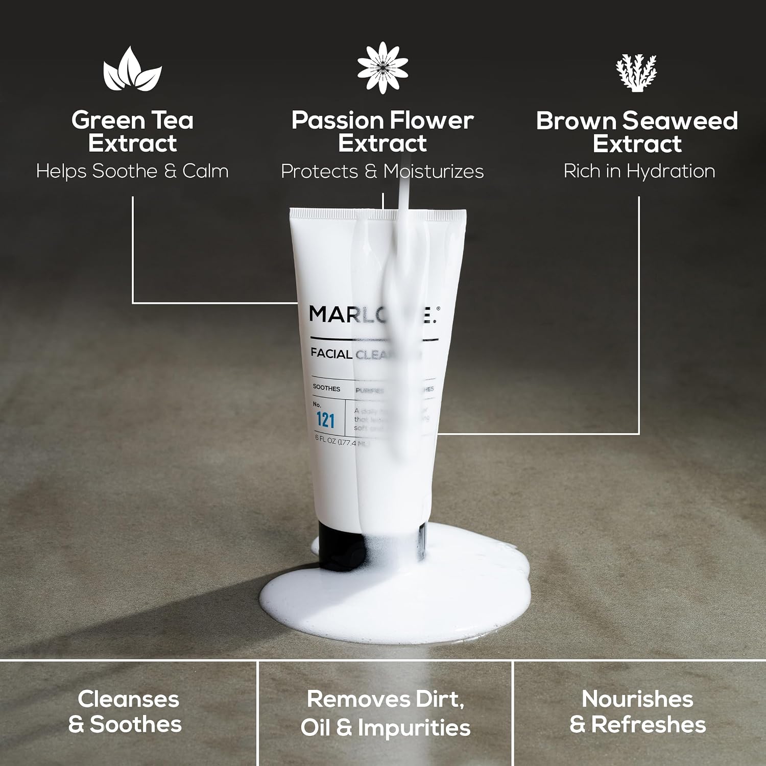 MARLOWE. Facial Cleanser, Daily Face Wash, Removes Dirt + Oil, 6 oz | Daily Face Wash that removes dirt, oil, and impurities for refreshed skin. Clean vegan formula with Original Sage + Fir scent