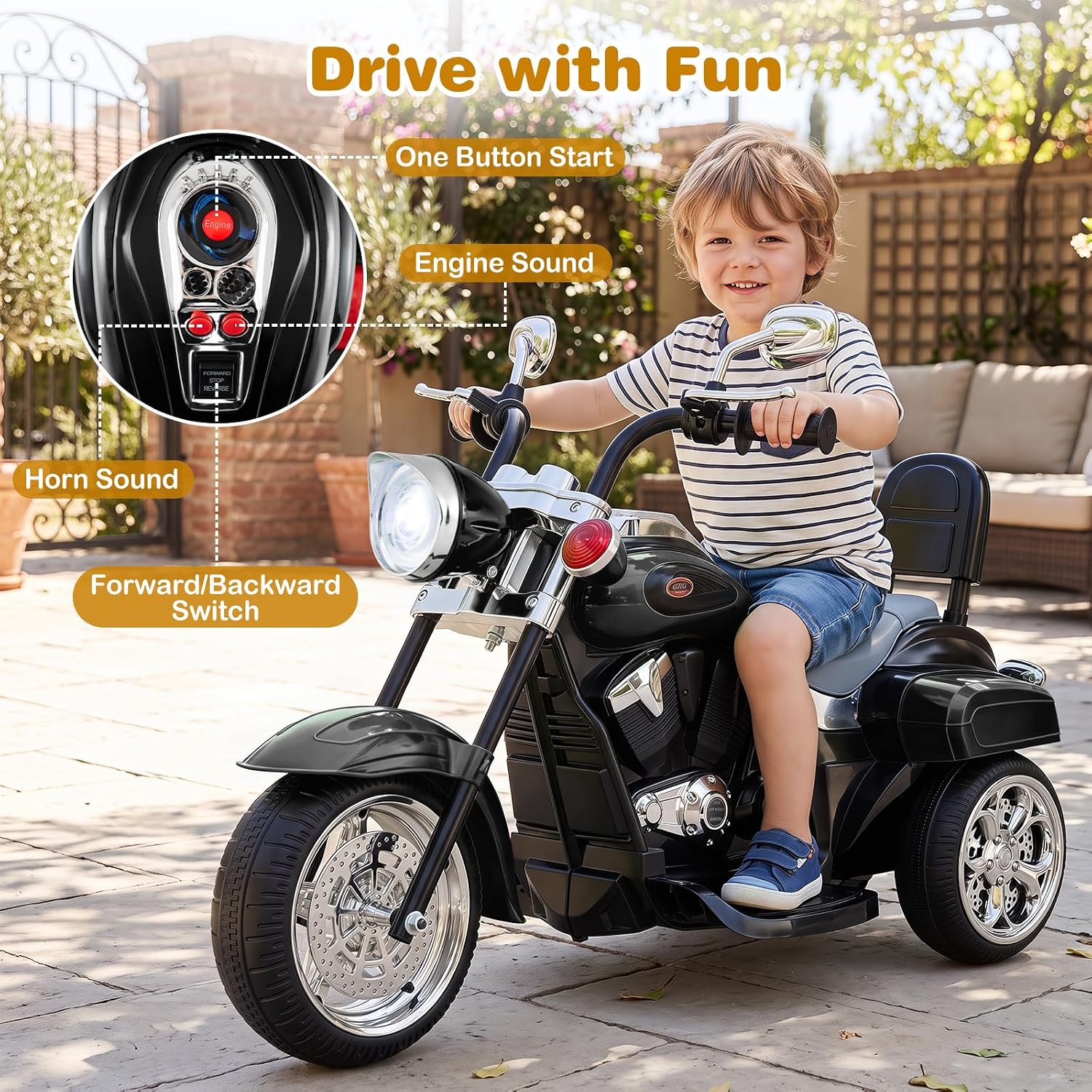 Costzon 6V Ride on Chopper Kids Motorcycle with Horn, Headlight (Red)