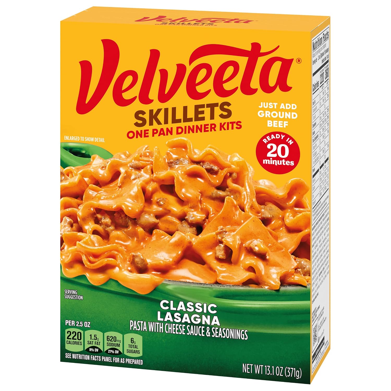 Velveeta Skillets One Pan Dinner Kit, Creamy Beef Stroganoff, 11.6 oz Box