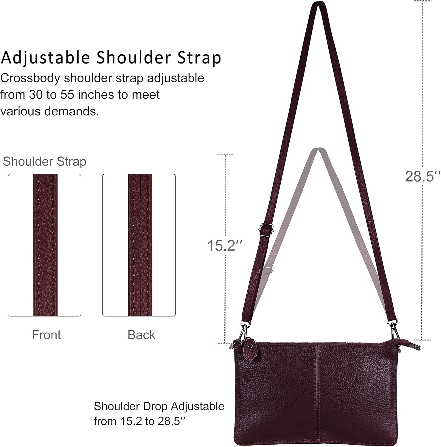 befen Genuine Leather Small Crossbody Bags for Women Wristlet Wallet Purses | Real Leather, RFID Blocking Card Slots, Wristlet Strap, Clutch Purse, Fit iPhone 17 Pro Max, Leather Handbags