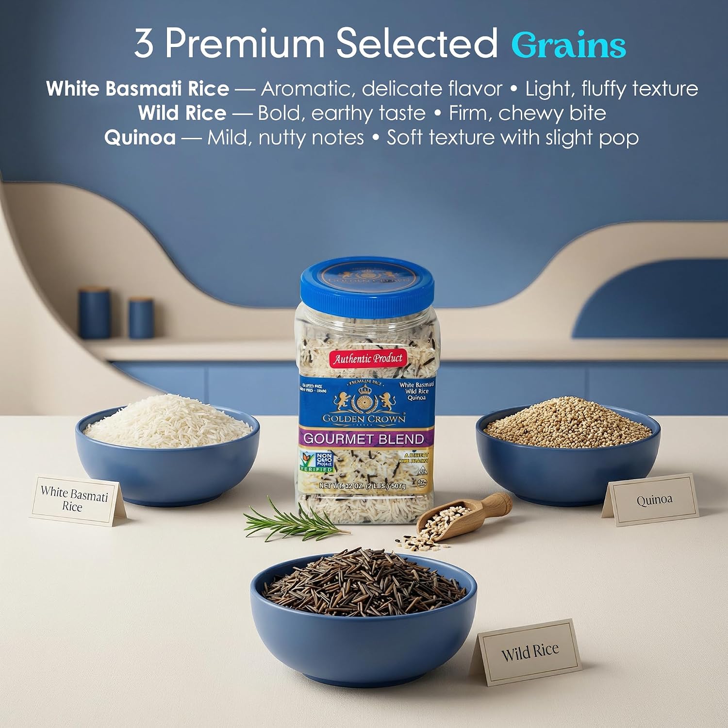 Golden Crown 8-in-1 Wild Rice Blend w/Red, Black Barley, Wild Rice Mix, 2lb