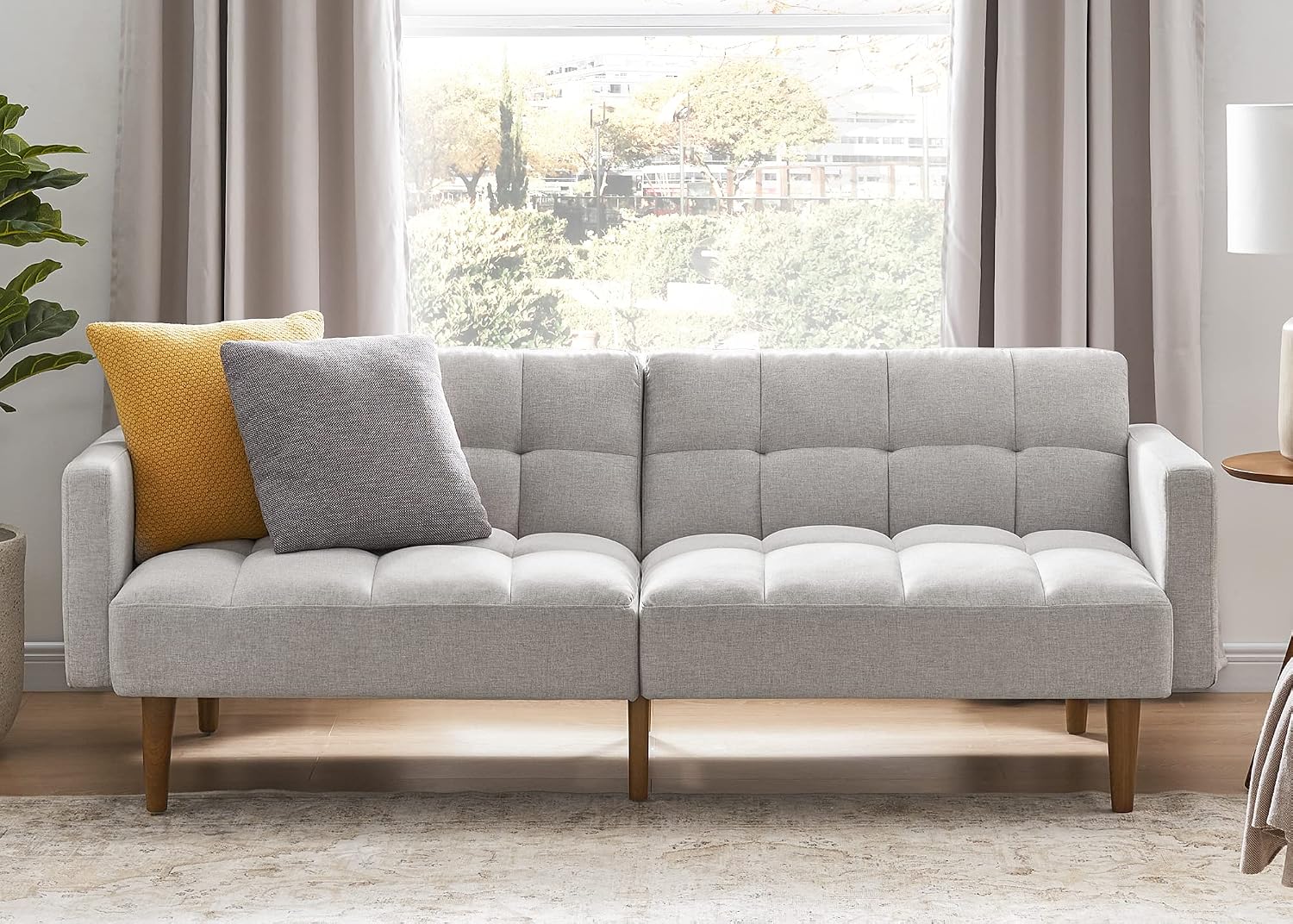 mopio 76.4" Futon Sofa Bed Chevron Styled, Sleeper Couch (Old Rosa Velvet)