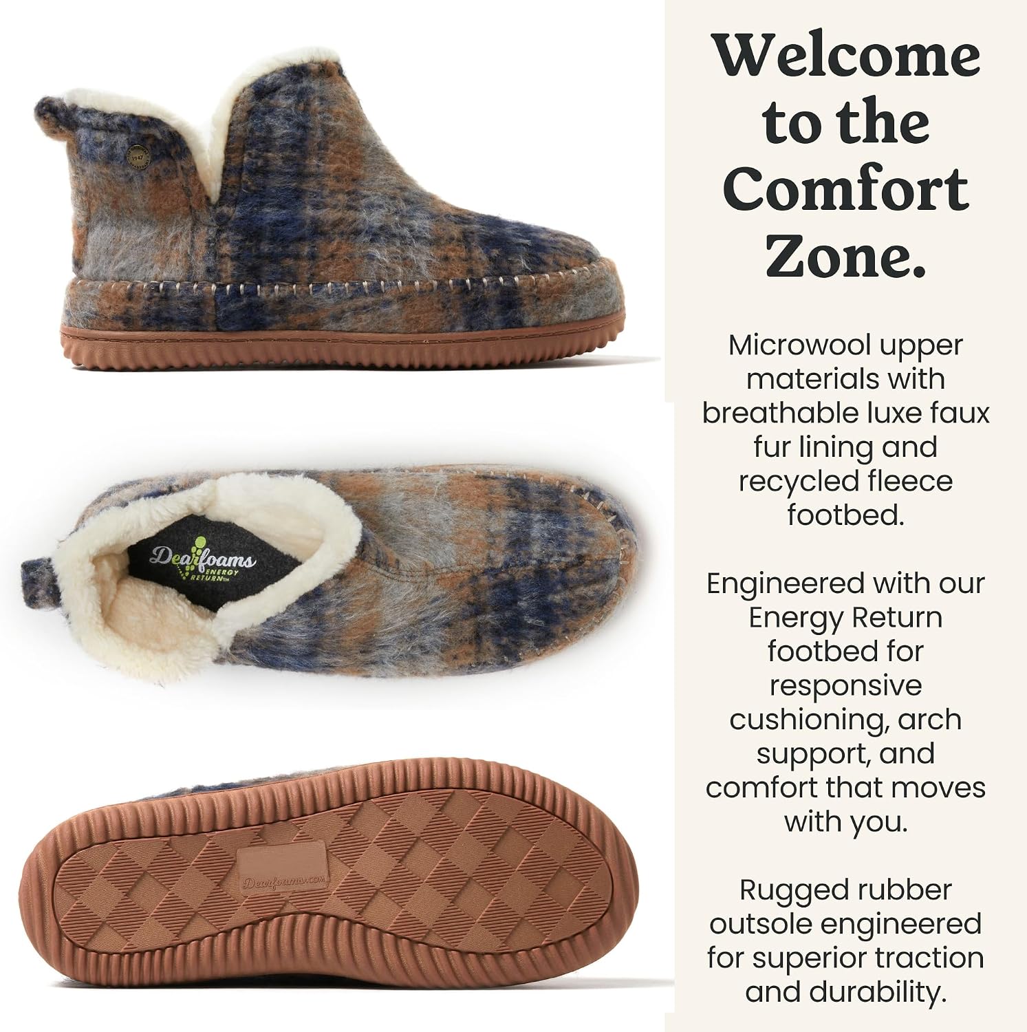 Dearfoams Men's Memory Foam Indoor House Slippers Brixen Ankle Boot House Shoes - Gifts for Men