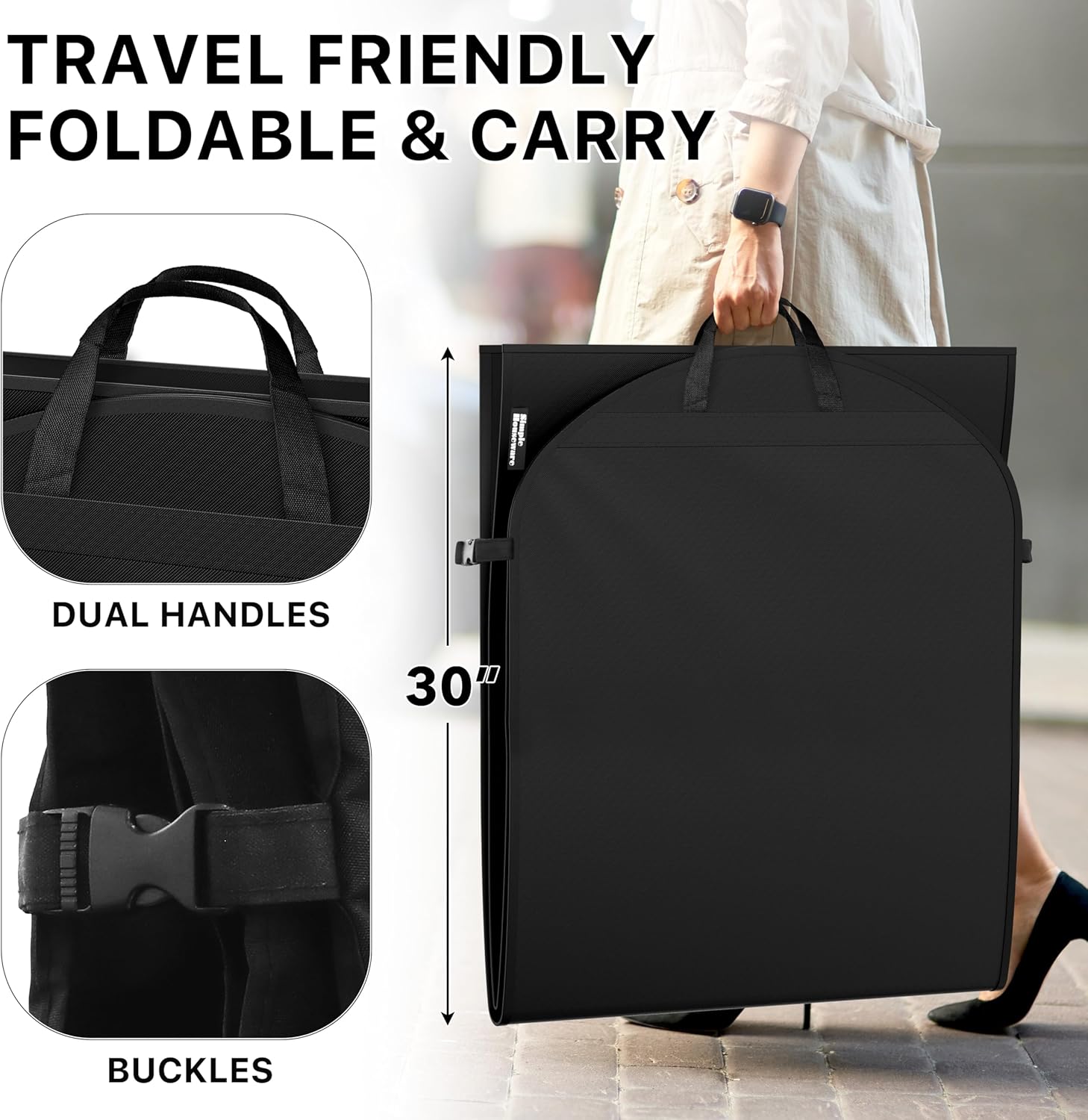 Simple Houseware 43" Travel Garment Bag with Pockets, Heavy Duty Suit Bag