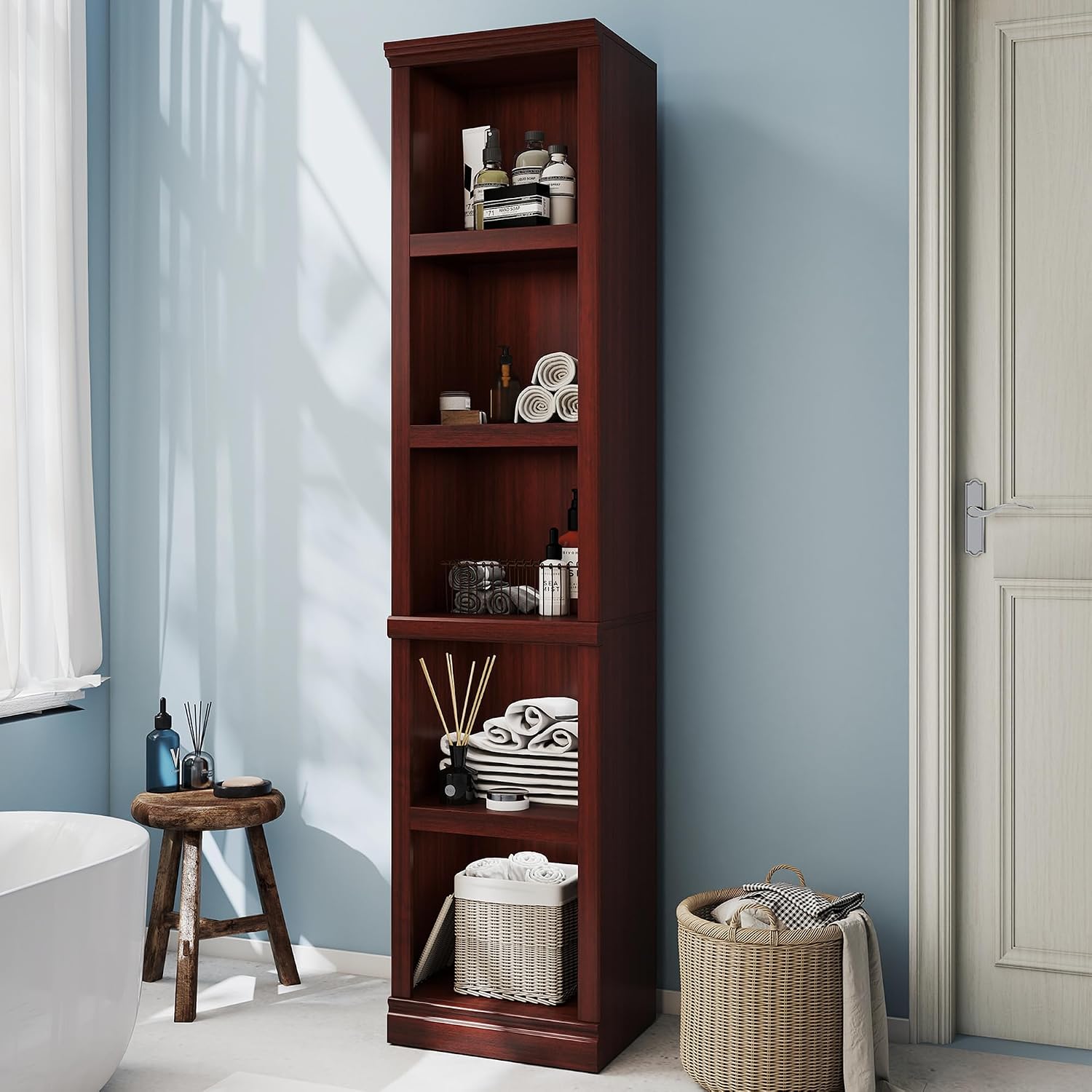 Bevfint 72" Tall Bookcase, White Large Floor Standing Bookshelf for Hallway | 5 Tier Shelves Open Storage Organizer with Anti Tipping Device, Book Case for Living Room Kitchen Home Office Bedroom