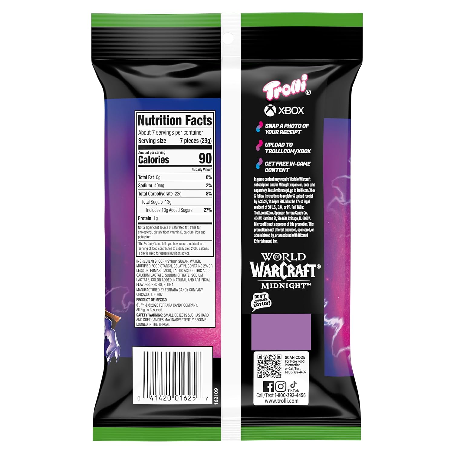 Trolli Sour Brite Crawlers Candy, Very Berry, Sweet and Sour, Gummy Worms, 7.2 oz
