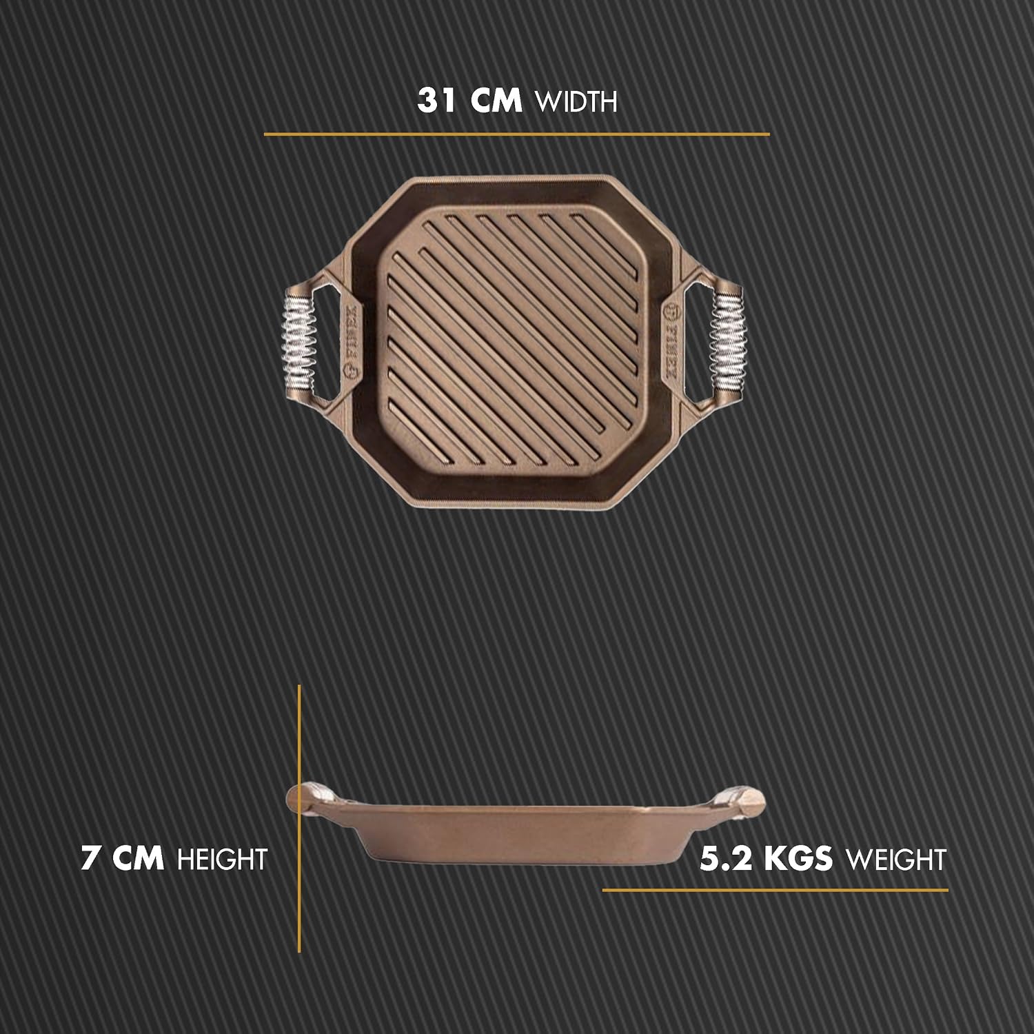 FINEX 10" Cast Iron Grill Pan, Grill Pans with Superior Heat Distribution, Near Non-Stick for Easy Cleaning, Cast Iron Grill Pan, For Indoor & Outdoor Grilling, Pre-Seasoned with Flaxseed Oil