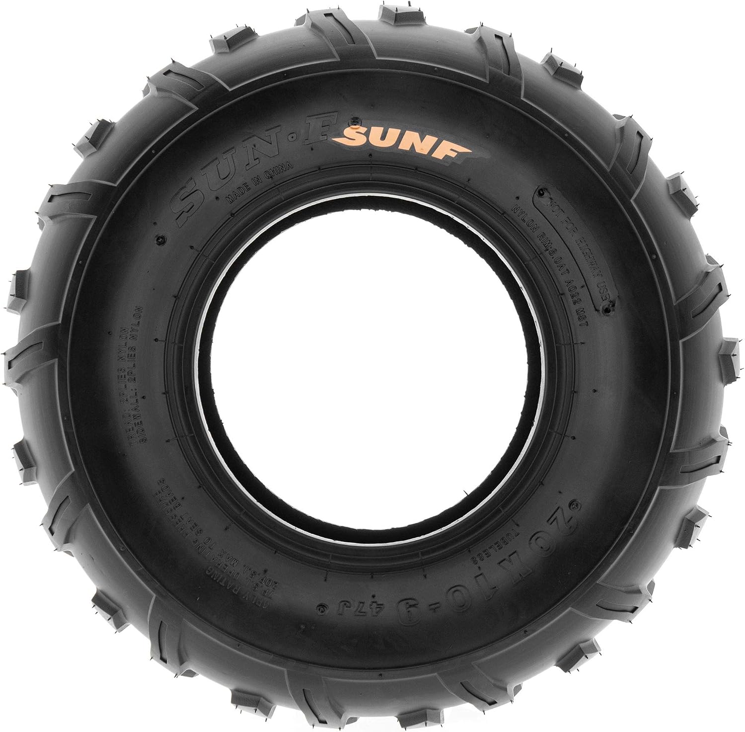 Set of 2 SunF A022 20x10-9 ATV/UTV Off-Road Tires, 6-PR |Knobby Tread