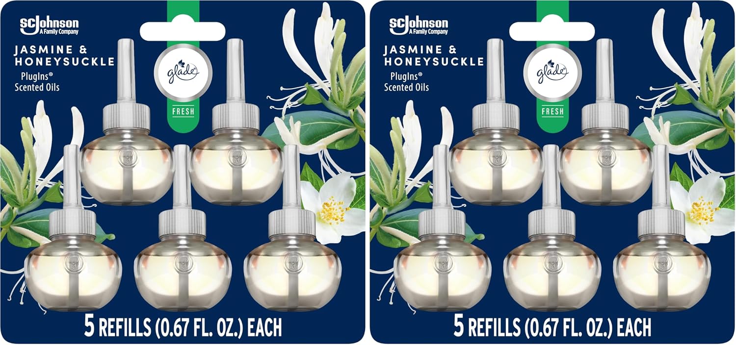 Glade PlugIns Refills Air Freshener, Sea Mist & Cypress, Scented and Essential Oils for Home and Bathroom, 0.67 Fl Oz, 5 Count