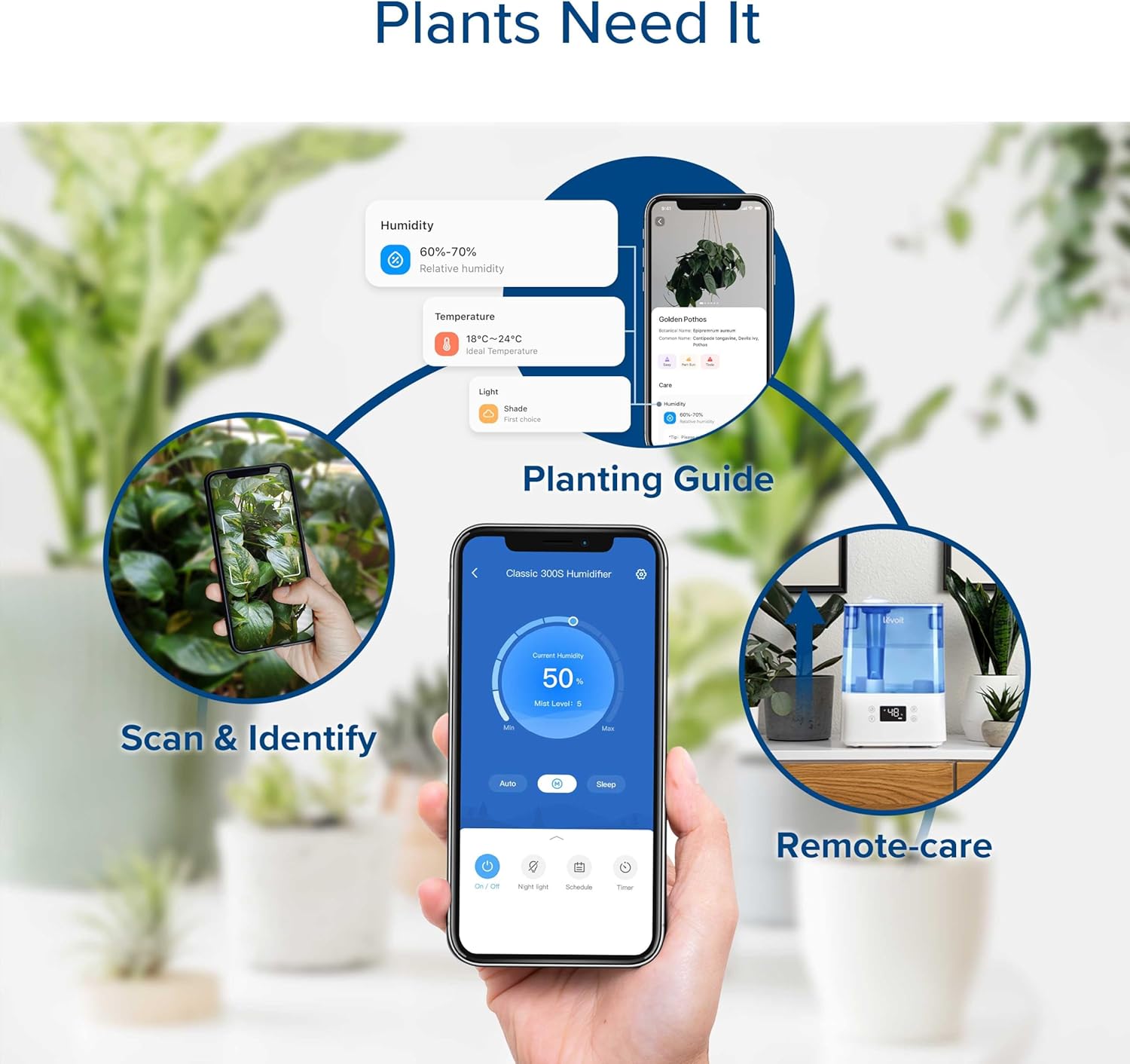 Levoit Humidifiers for Bedroom Large Room, 6L, 60H Runtime, 26dB, Smart App