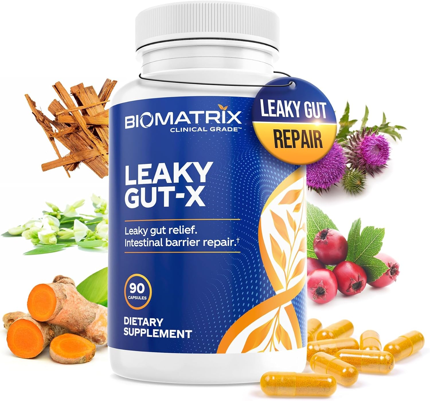 BioMatrix Leaky Gut Repair Supplement w/Glutamine, Quercetin, Cat's Claw, MSM, SIBO, Prebiotic Support