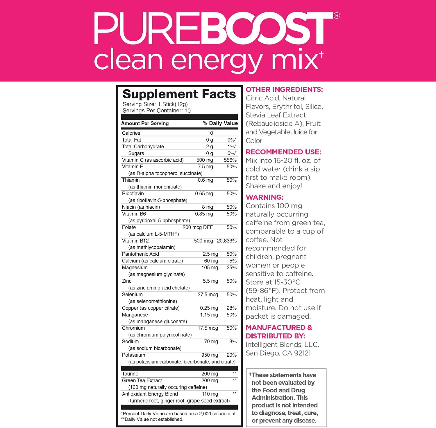 Pureboost Sugar-Free Clean Energy Booster Drink Mix, Citrus Sunrise 30ct | B12 vitamins, low sodium electrolytes & antioxidants. 25 vitamins and minerals. No sucralose.