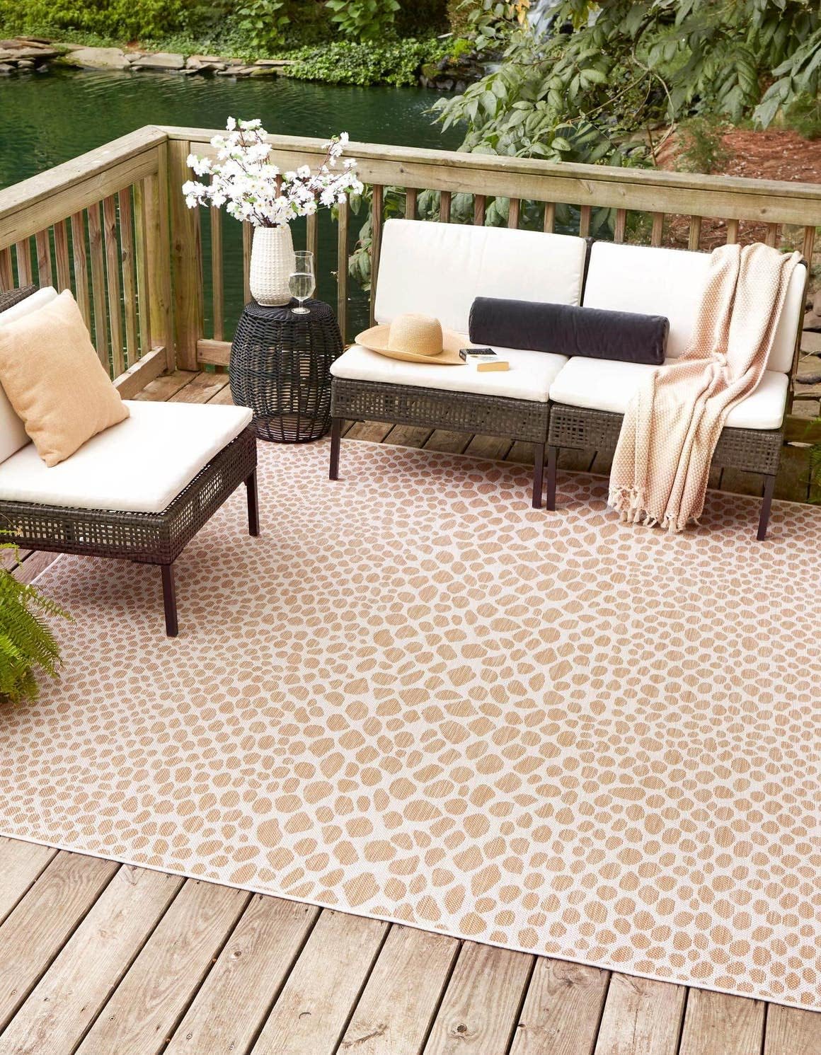 Unique Loom Outdoor Collection Area Rug - Cape Town (9' x 12' Rectangle, Blue/Ivory)