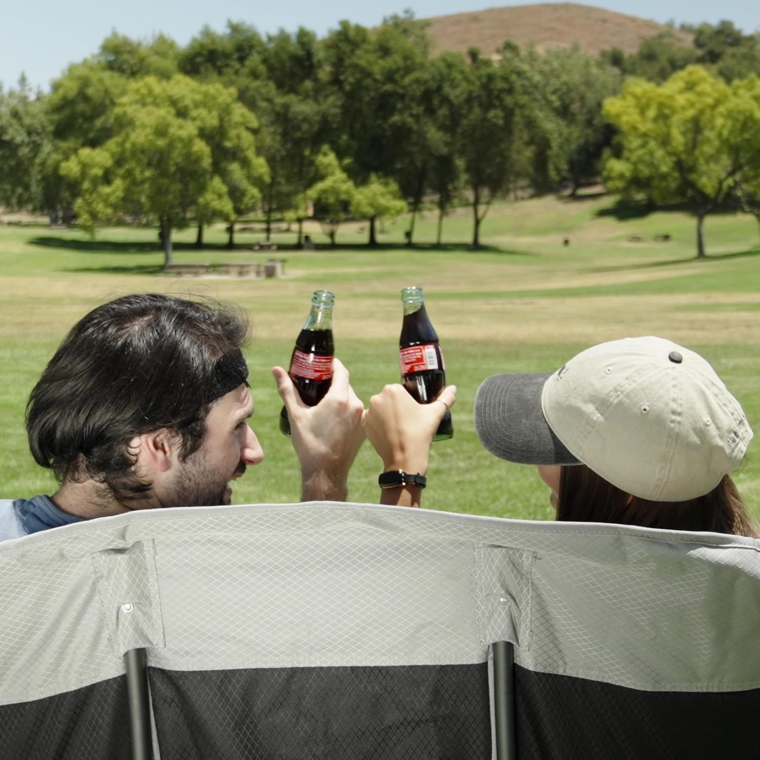 SUNNYFEEL Folding Double Camping Chair Oversized Loveseat for Adults