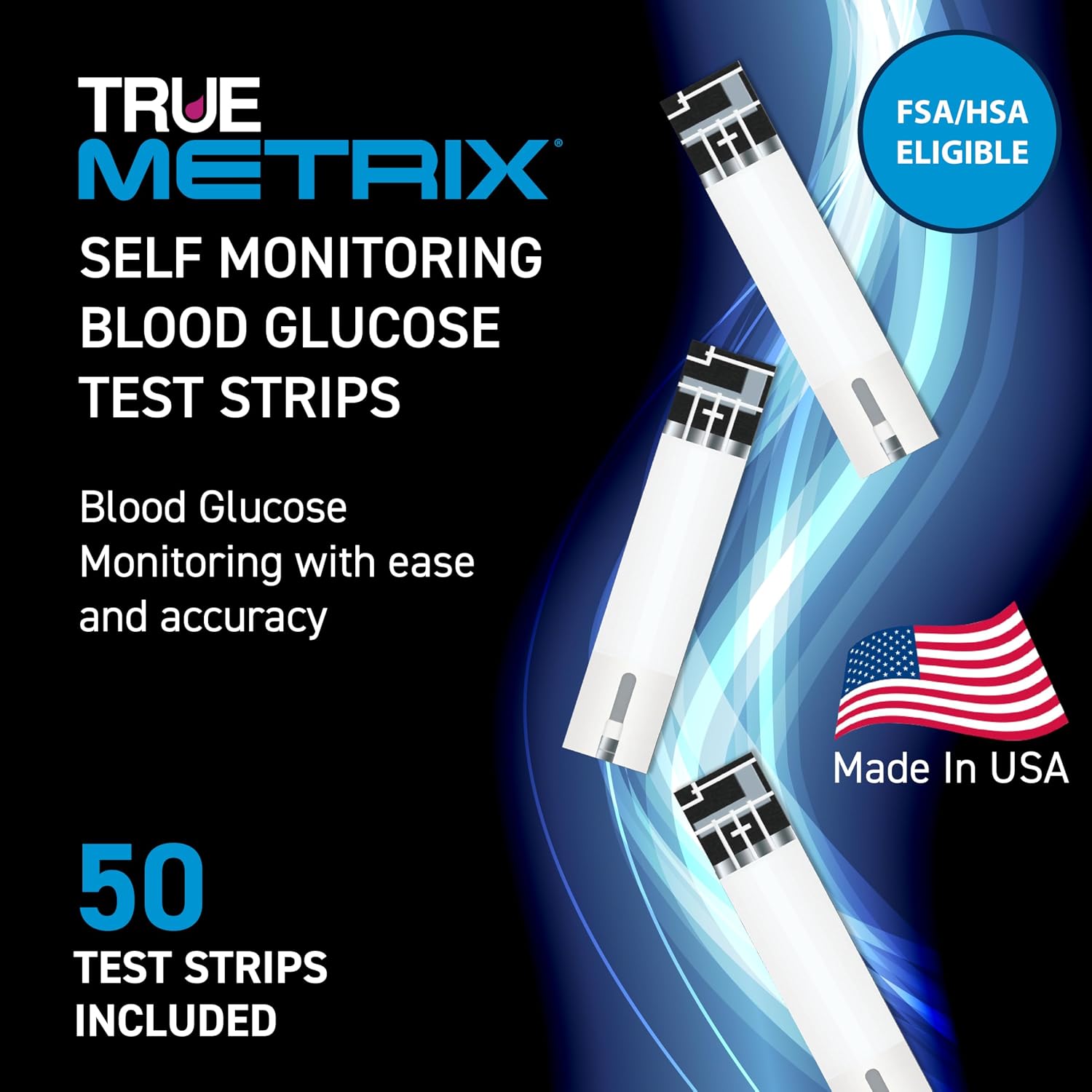 TRUE METRIX Self Monitoring Blood Glucose Test Strips, 50 Count | Blood Glucose Test Strips Compatible with TRUE METRIX Family of Self Monitoring Blood Glucose Meters, Fast and Easy to Use