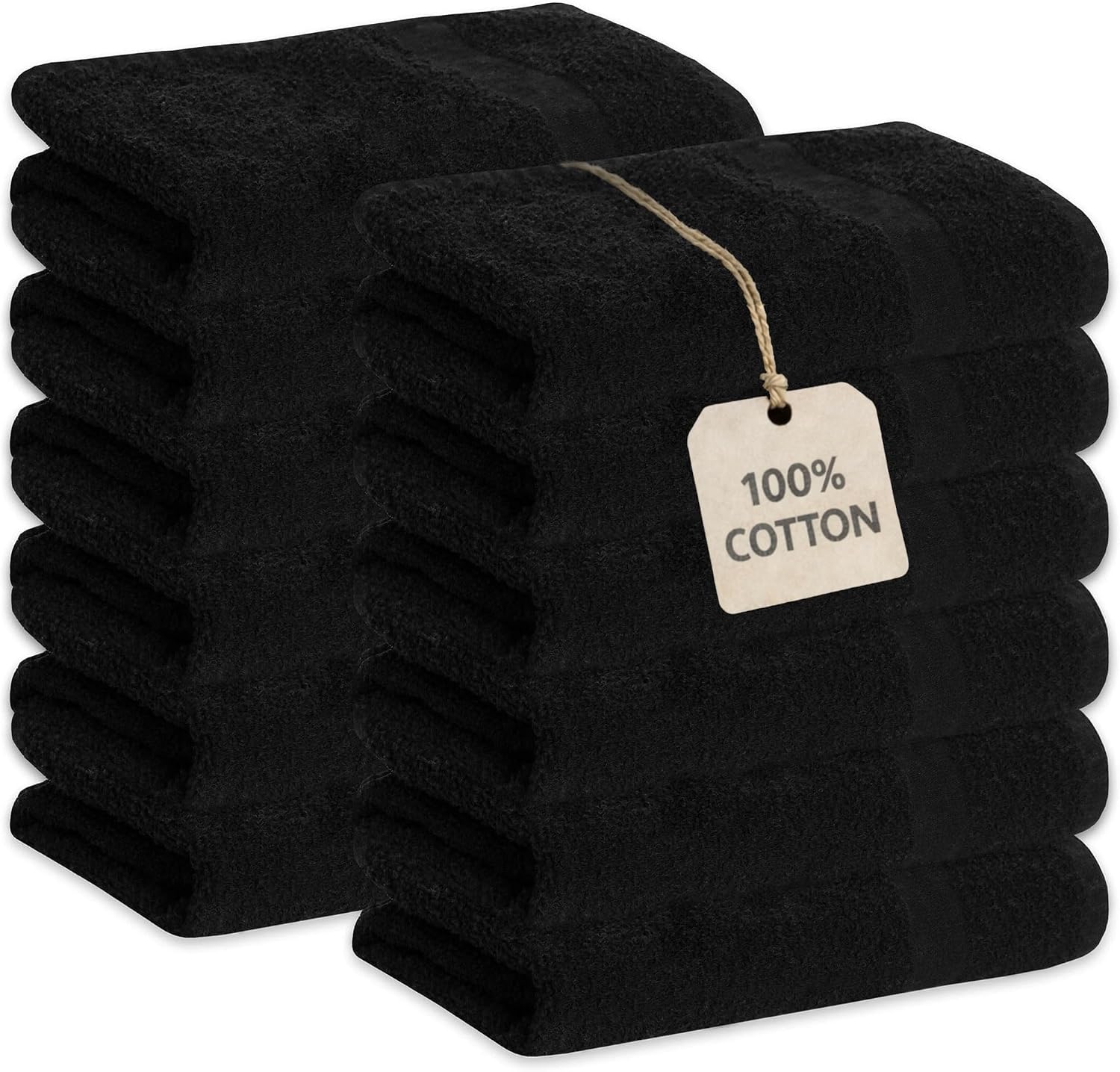 GREEN LIFESTYLE Black Bleach Proof Towels Bulk Sets 100% Cotton 16' X 25' Premium Spa Quality, Super Soft and Absorbent for Gym, Pool, Spa