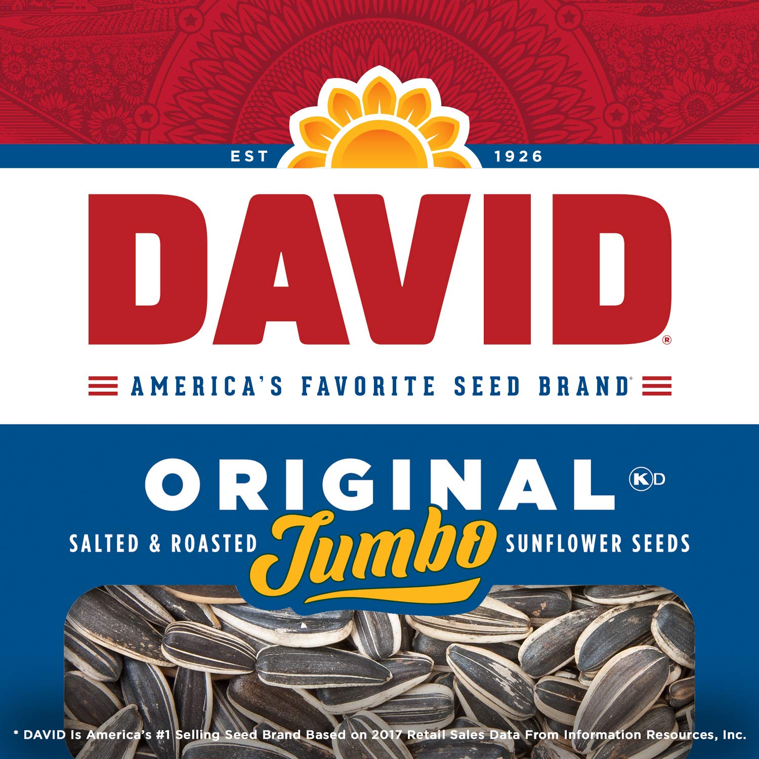 DAVID Jumbo Sunflower Seeds, Original Flavor, 5.25 oz.