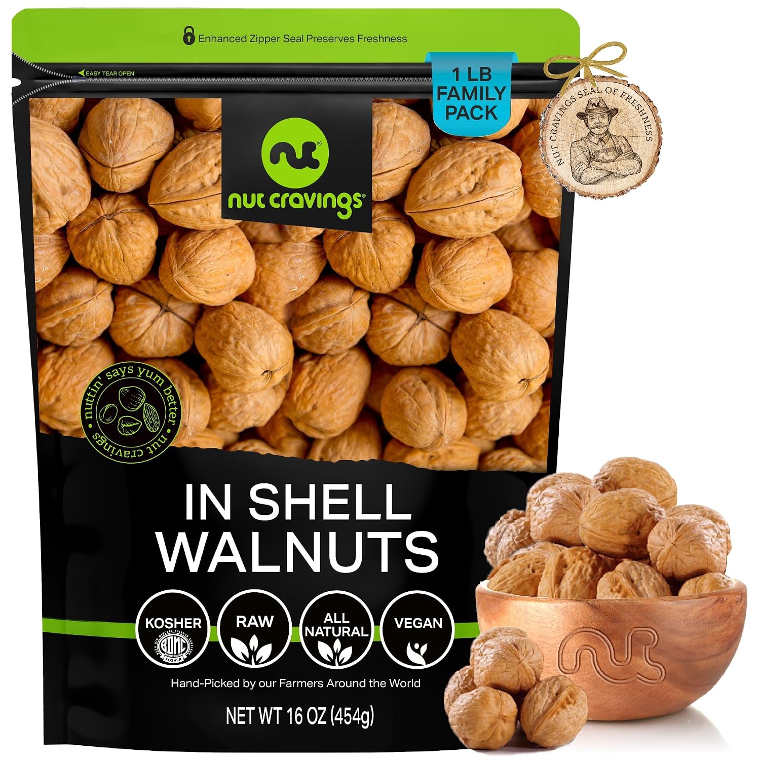 NUT CRAVINGS - Raw Walnuts In Shell, Whole, (80oz - 5 LB)