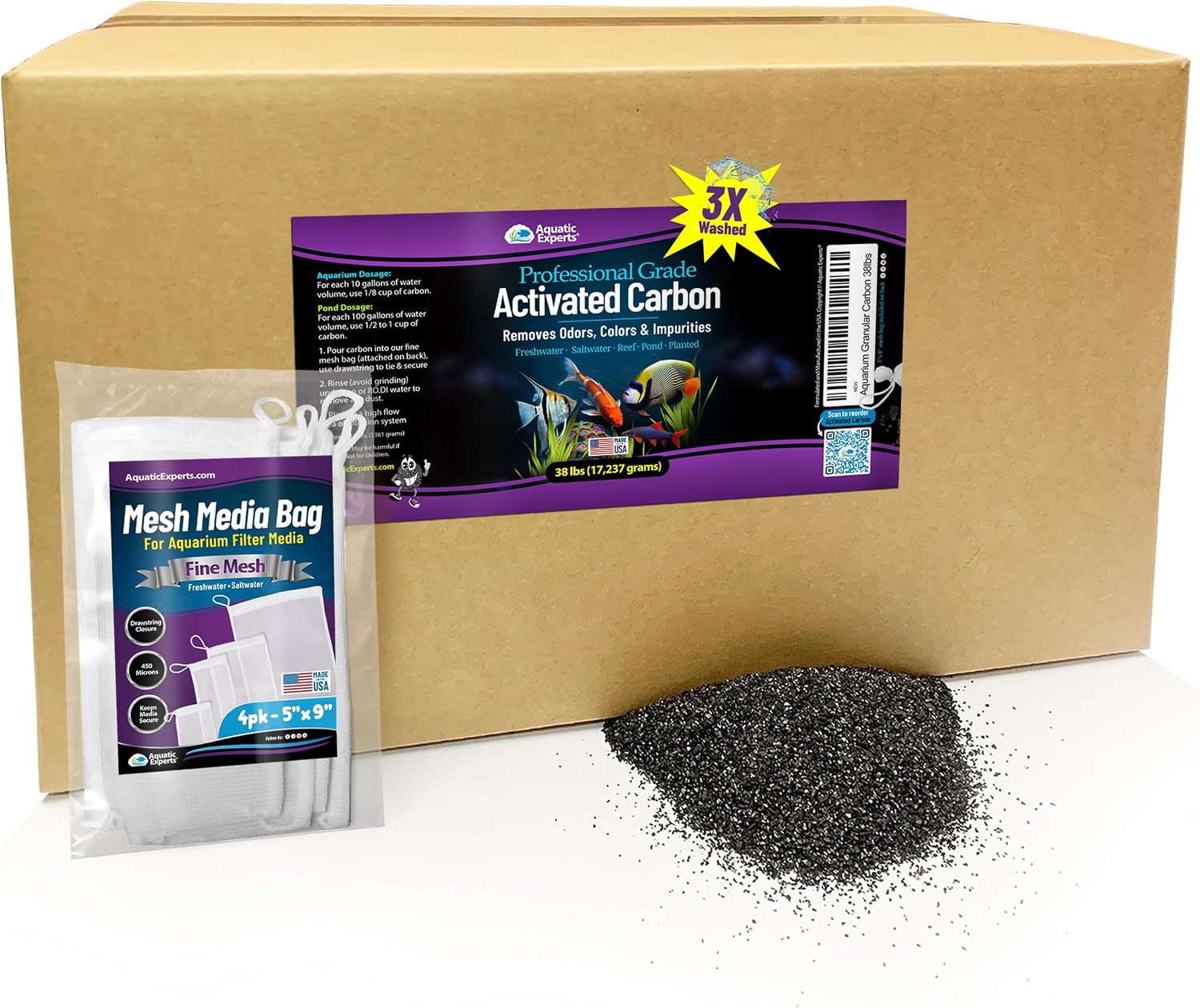 Aquarium Carbon Pad – Cut‑to‑Fit Carbon Infused Filter Pad Media for Crystal Clear Fish Tanks and Ponds, 3/8"–1/2" Thick (10.5 Inch Width