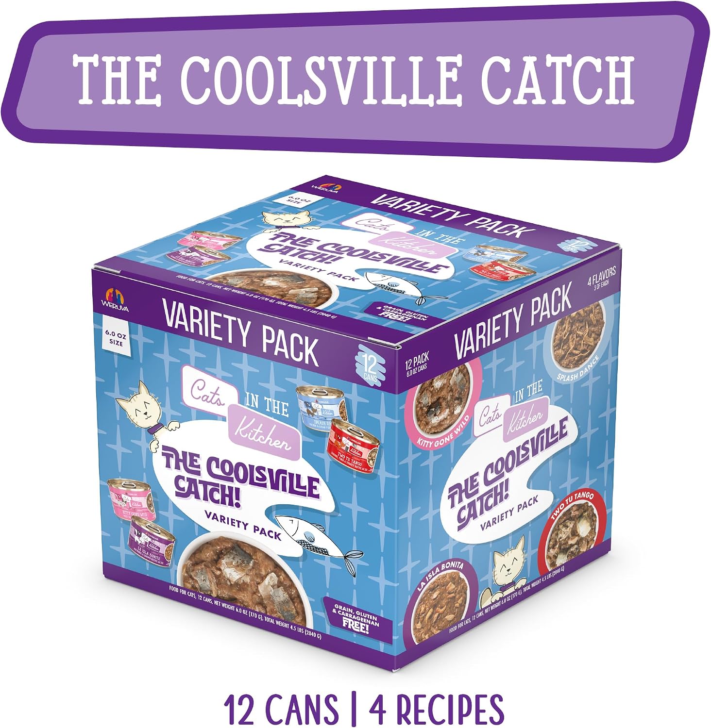Weruva Cats in the Kitchen, Kitchen Cuties Variety Pack, Wet Cat Food, 3.2oz Can (Pack of 12)