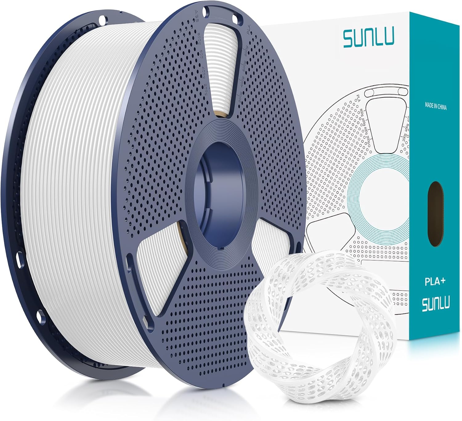 SUNLU PLA Plus Filament 1.75mm White 1KG