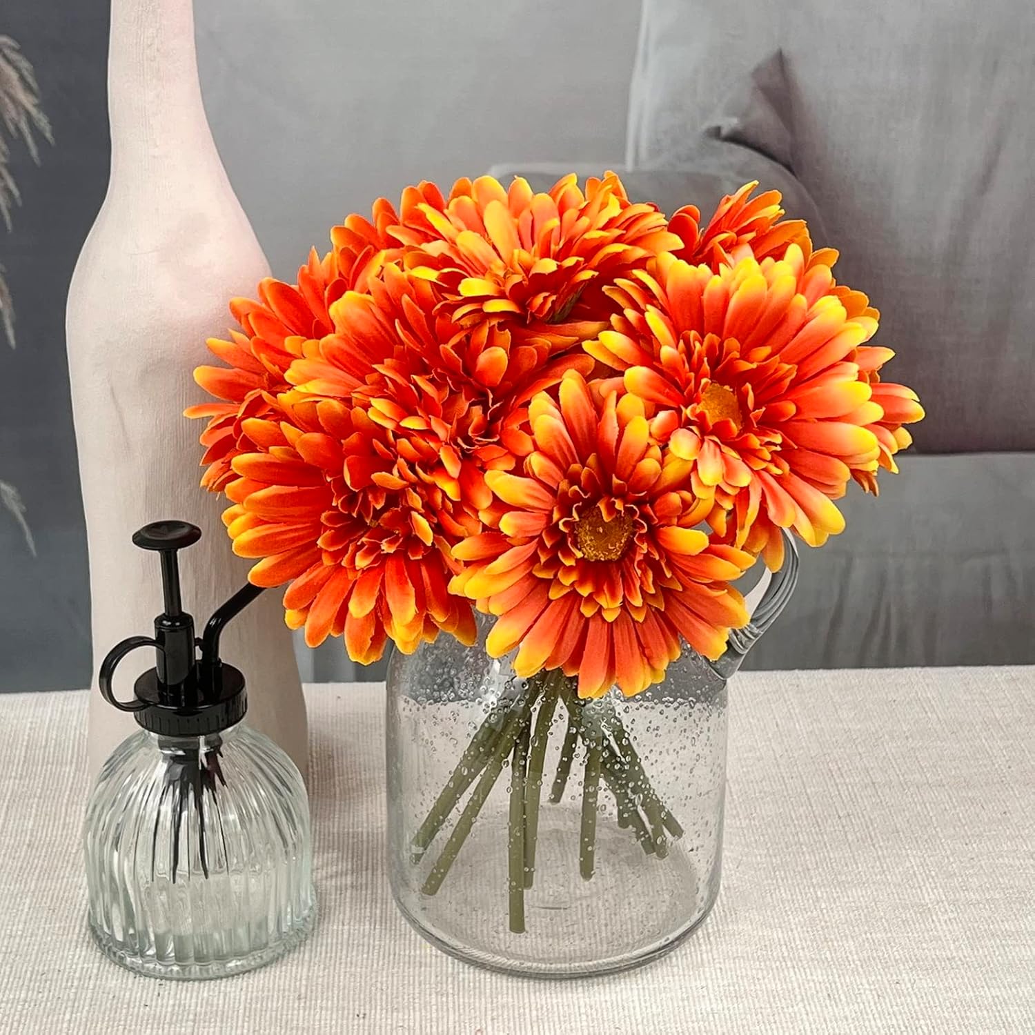 TOPIA Artificial African Daisies Flowers African Daisy Silk Flowers Artificial Gerbera Daisies Pack of 10 (Yellow)