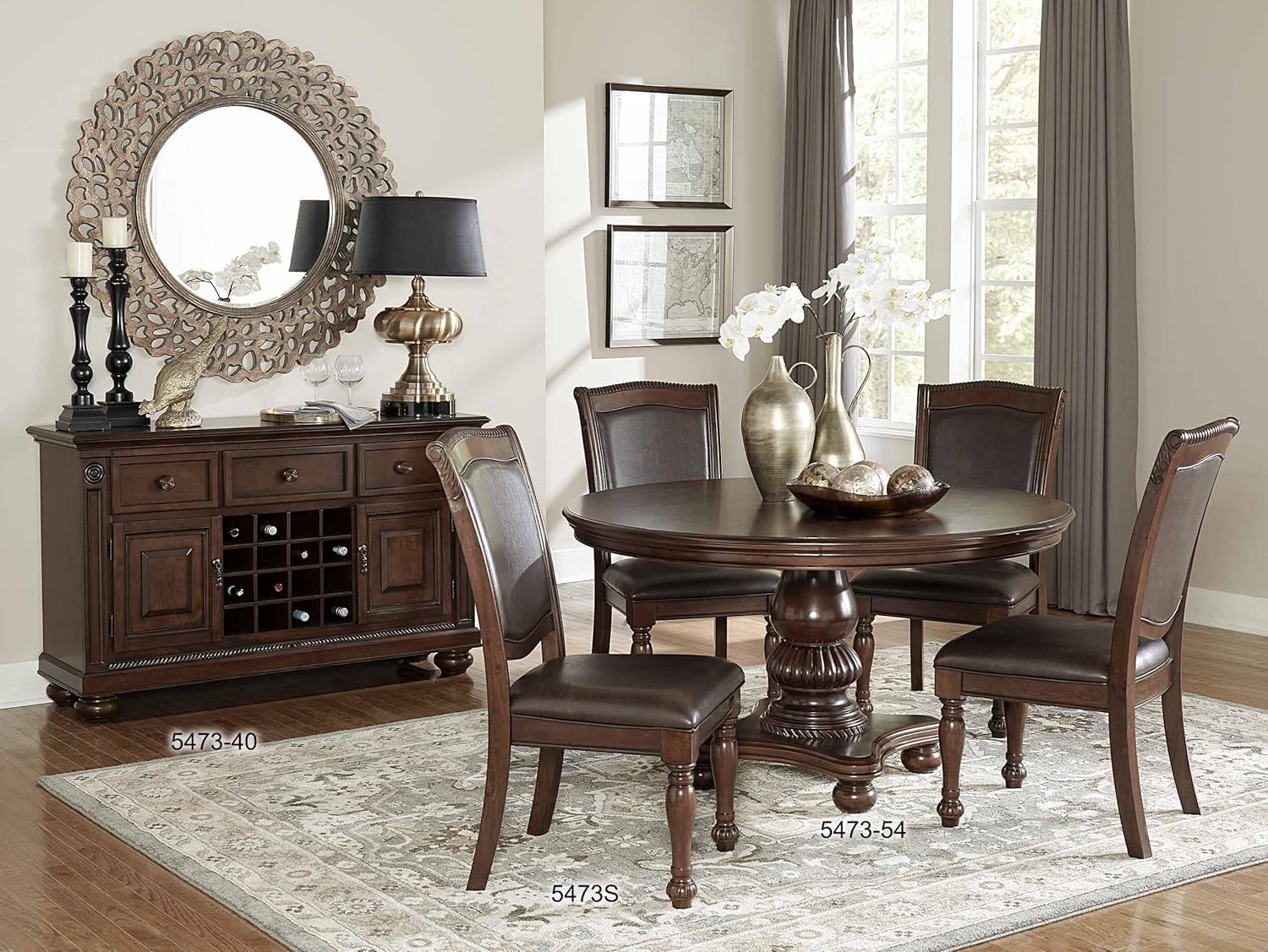 Lordsburg Dining Room Chairs Set of 2, Classic Traditional Dining Chairs For Kitchen, Solid Wood Frame, Solid Back, Armless Side, Cherry Finish