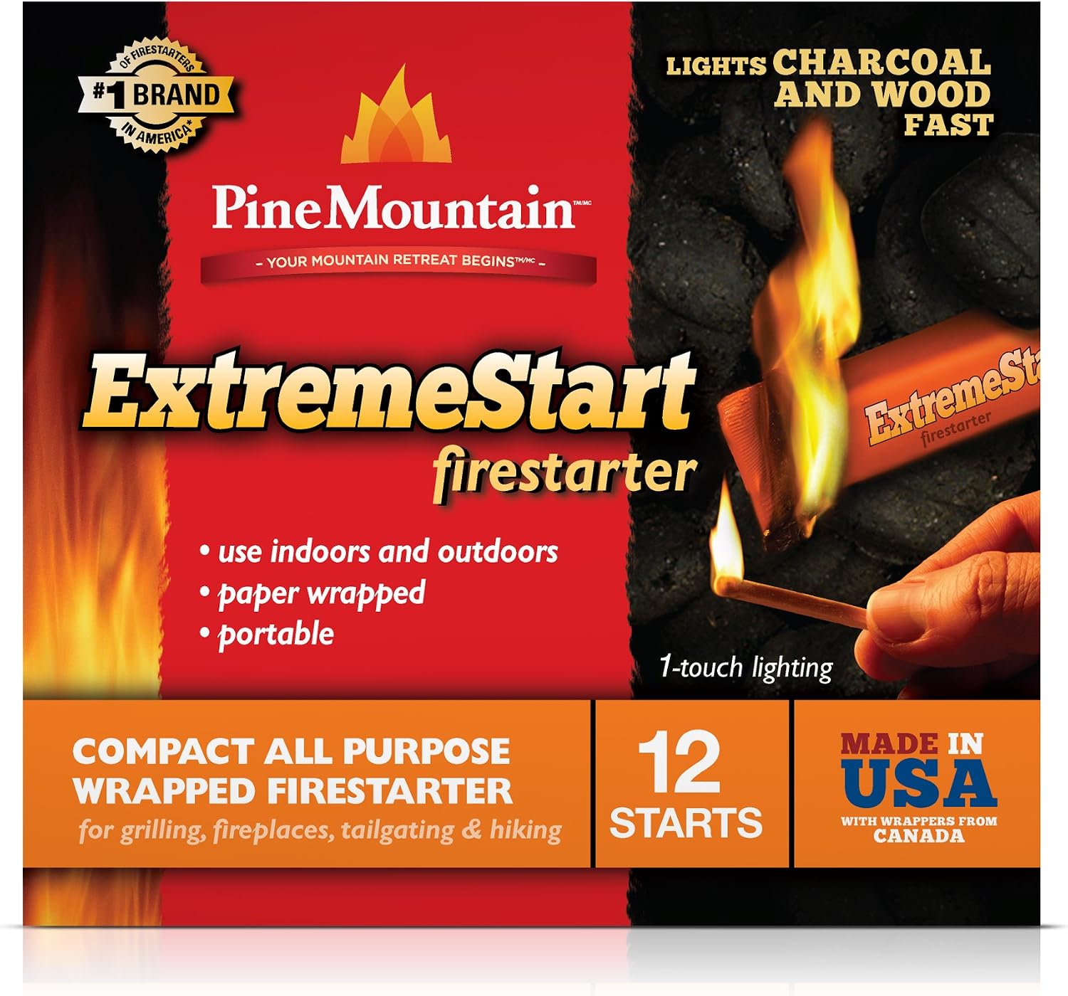 Pine Mountain Firestarters ExtremeStart, 12 Wrapped Fire Starters by Pine Mountain